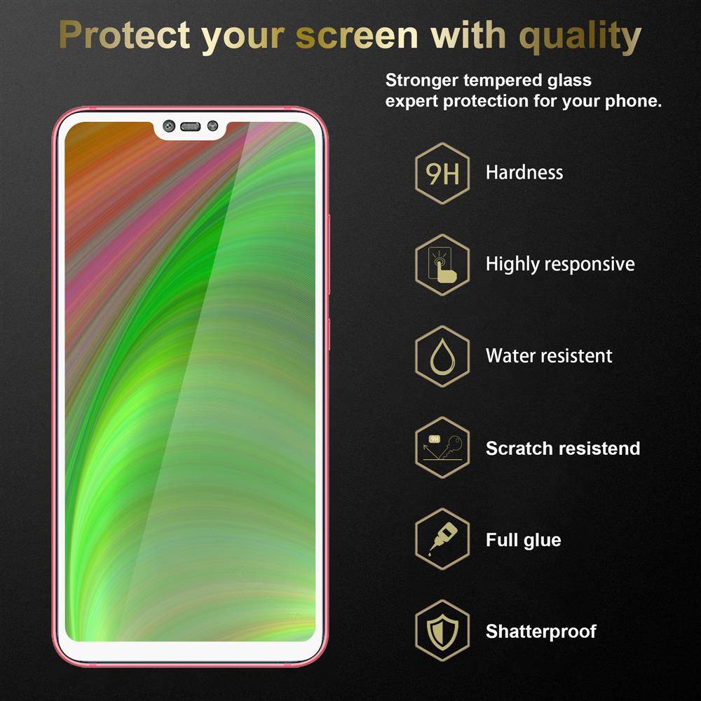 Cadorabo 3x Vollbild Panzer Folie für Xiaomi Mi 8 LITE Schutzfolie in Schwarz Tempered Display-Schutzglas
