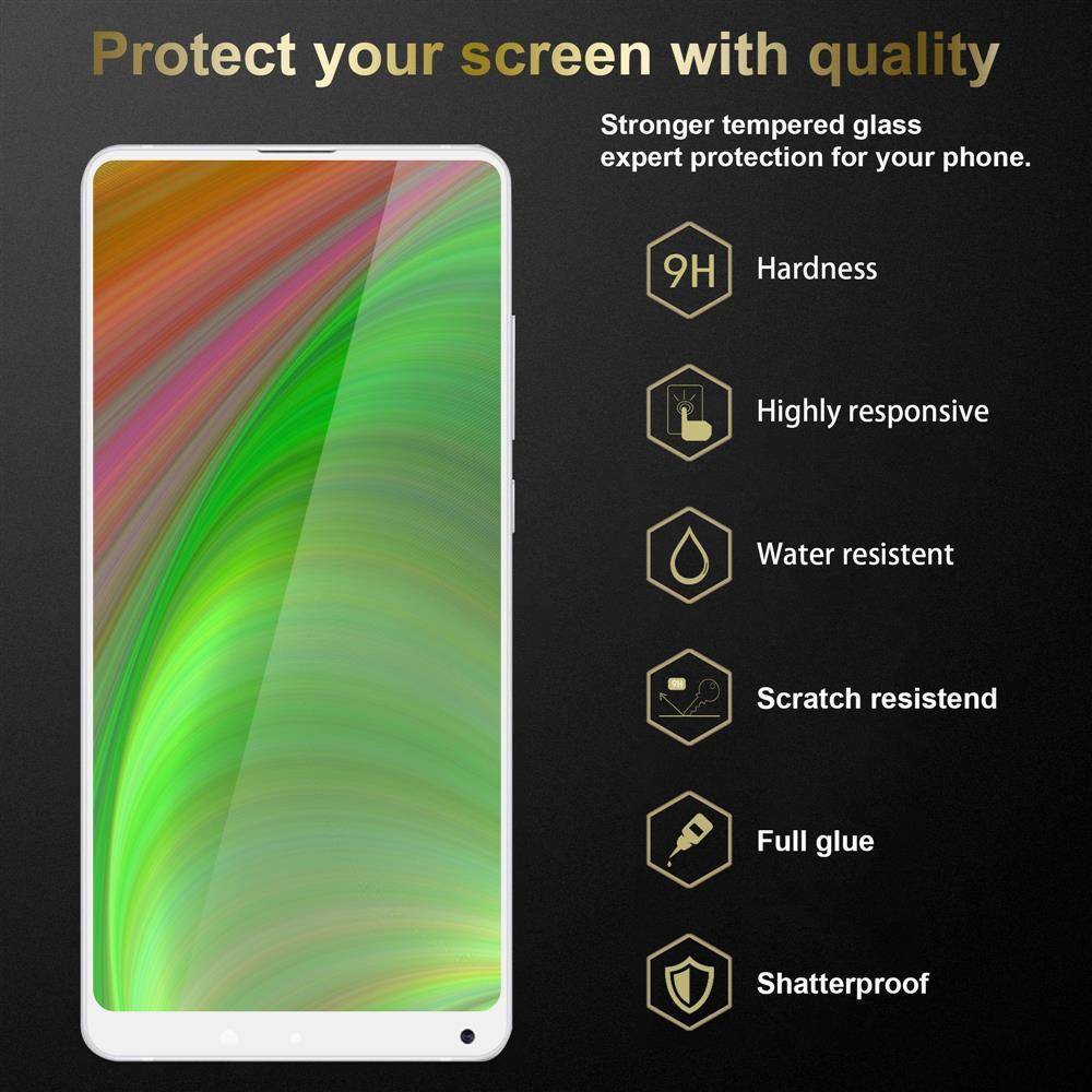 Cadorabo 3x Vollbild Panzer Folie für Xiaomi MIX 2S Schutzfolie in Schwarz Tempered Display-Schutzglas