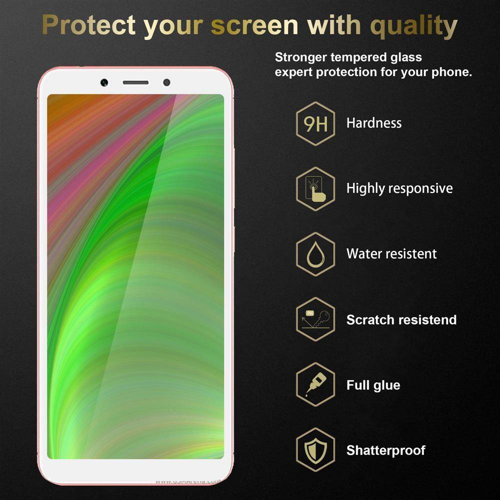 Cadorabo 3x Vollbild Panzer Folie für Xiaomi RedMi 6 Schutzfolie in Schwarz Tempered Display-Schutzglas