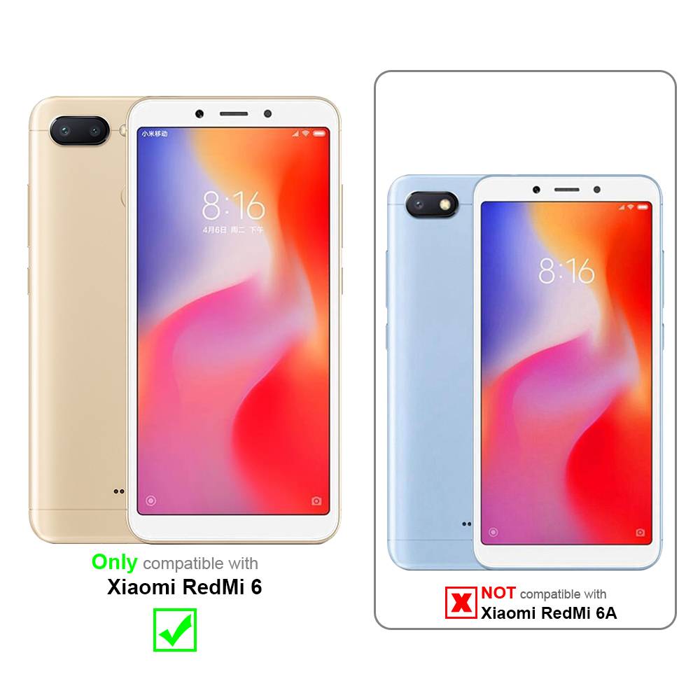 Cadorabo 3x Vollbild Panzer Folie für Xiaomi RedMi 6 Schutzfolie in Schwarz Tempered Display-Schutzglas