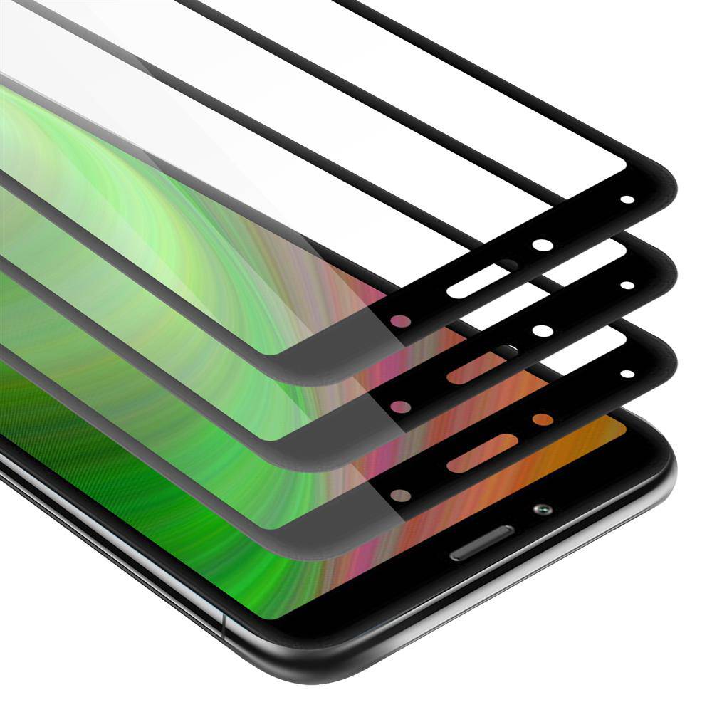 Cadorabo 3x Vollbild Panzer Folie für Xiaomi RedMi 7A Schutzfolie in Schwarz Tempered Display-Schutzglas