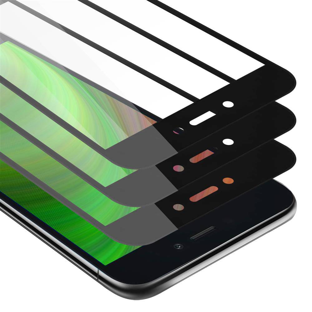 Cadorabo 3x Vollbild Panzer Folie für Xiaomi RedMi GO Schutzfolie in Schwarz Tempered Display-Schutzglas