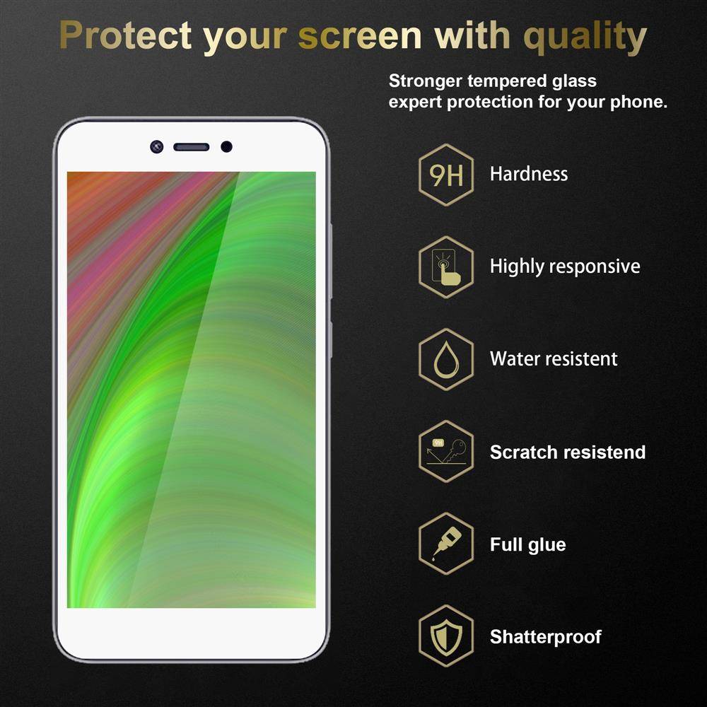 Cadorabo 3x Vollbild Panzer Folie für Xiaomi RedMi NOTE 5A Schutzfolie in Schwarz Tempered Display-Schutzglas