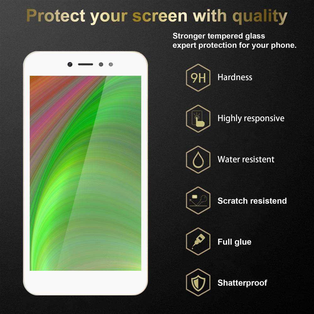 Cadorabo 3x Vollbild Panzer Folie für Xiaomi RedMi NOTE 5A PRIME Schutzfolie in Schwarz Tempered Display-Schutzglas