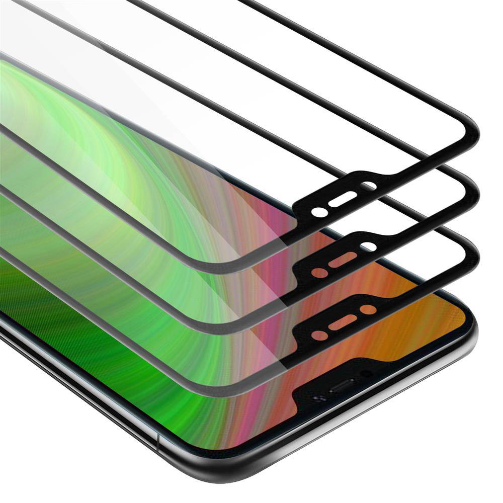 Cadorabo 3x Vollbild Panzer Folie für Xiaomi Mi A2 LITE / RedMi 6 PRO Schutzfolie in Schwarz Tempered Display-Schutzglas