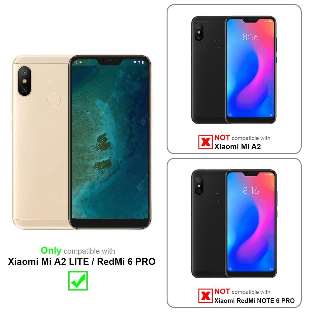 Cadorabo 3x Vollbild Panzer Folie für Xiaomi Mi A2 LITE / RedMi 6 PRO Schutzfolie in Schwarz Tempered Display-Schutzglas