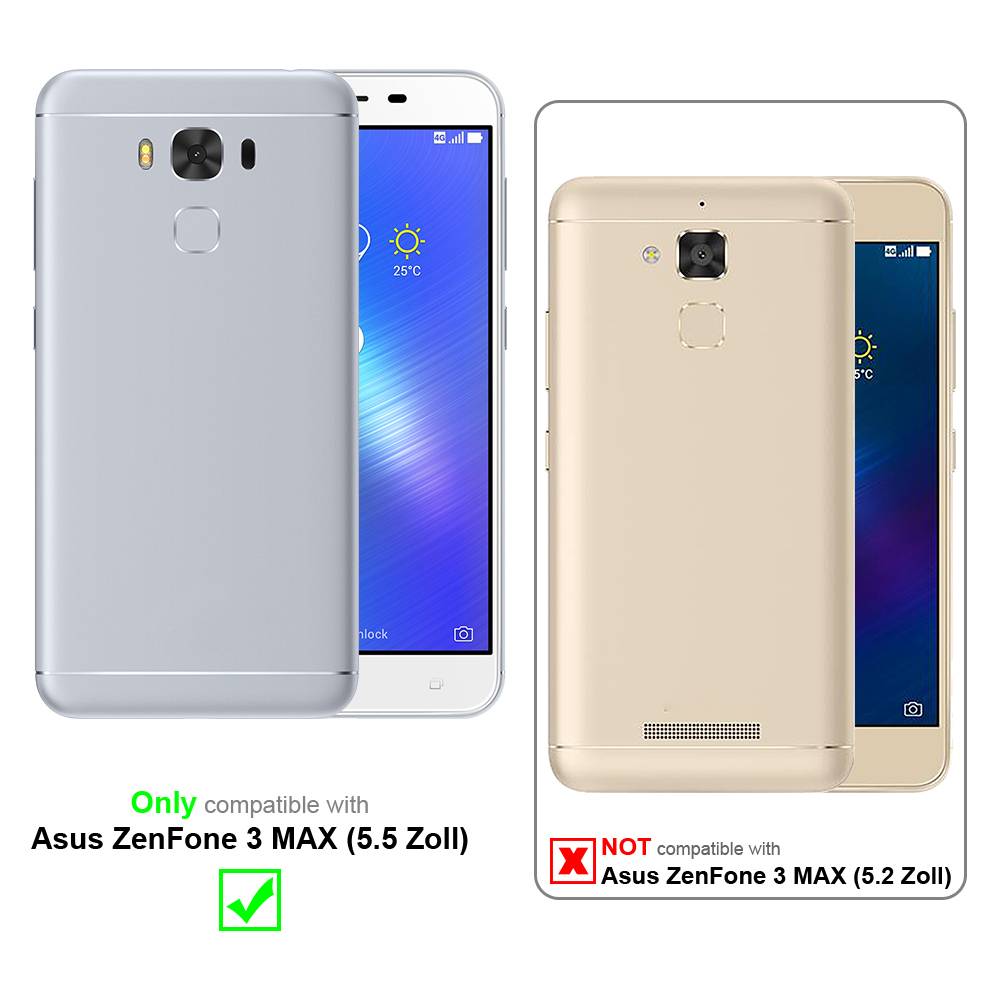 Cadorabo 3x Vollbild Panzer Folie für Asus ZenFone 3 MAX Schutzfolie in Schwarz Tempered Display-Schutzglas