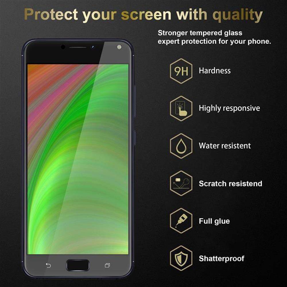 Cadorabo 3x Vollbild Panzer Folie für Asus ZenFone 4 MAX Schutzfolie in Schwarz Tempered Display-Schutzglas