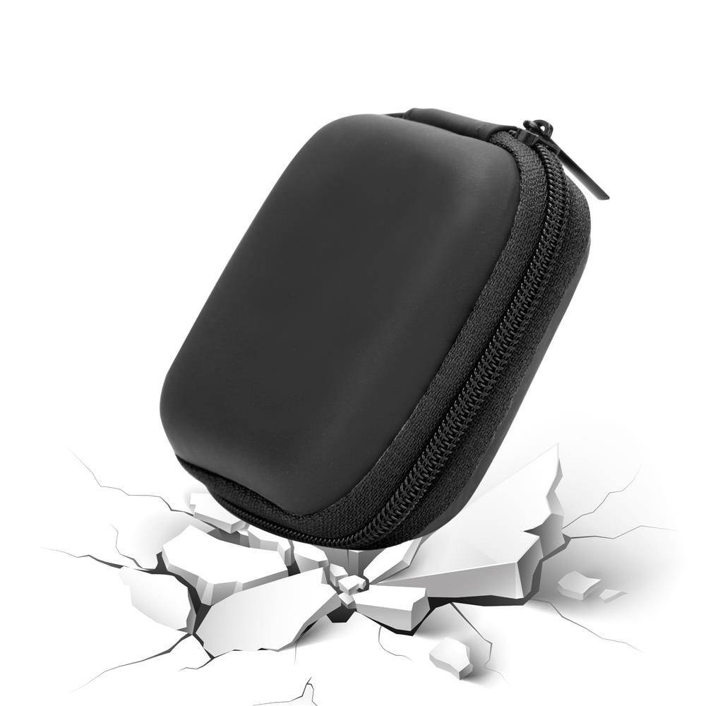 Cadorabo Kopfhörer Aufbewahrungsbox in SCHWARZ - Eckige Robuste Tasche aus formstabilem Stoff mit Netzfach und Reißverschluss