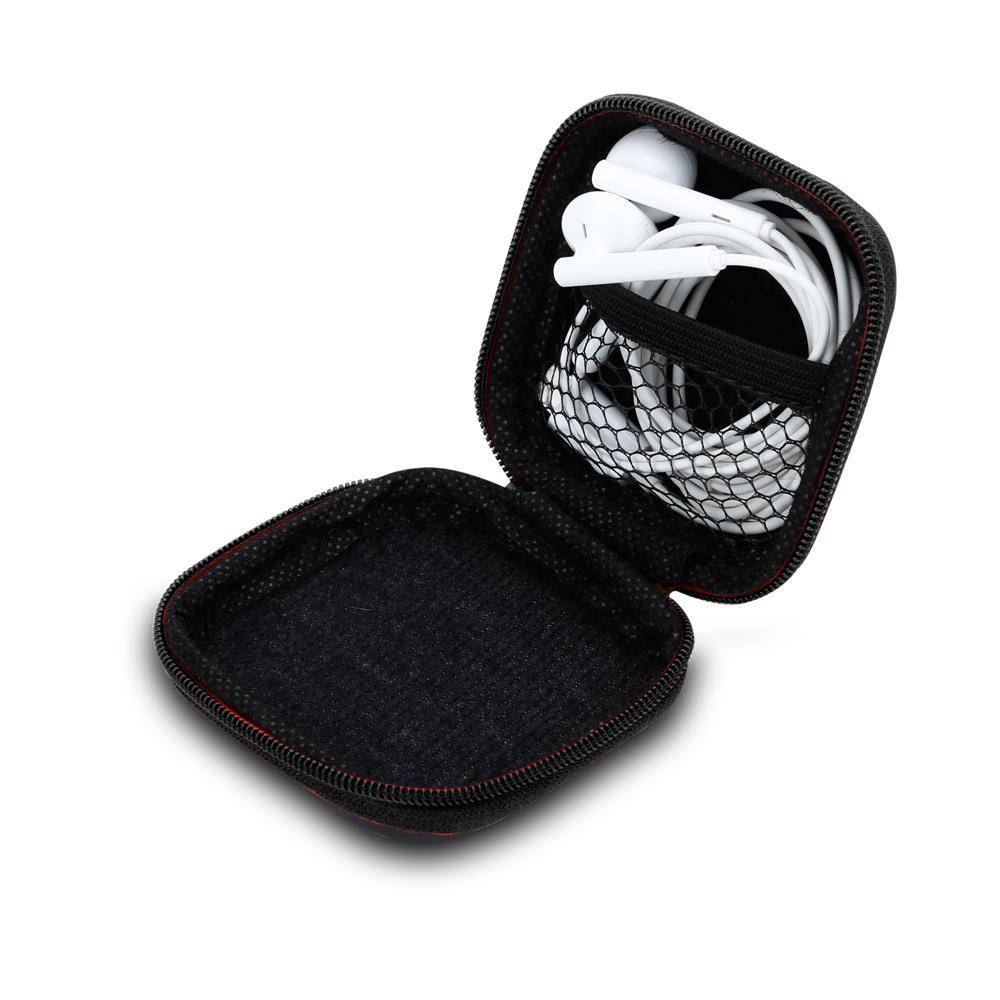 Cadorabo Kopfhörer Aufbewahrungsbox in SCHWARZ - Eckige Robuste Tasche aus formstabilem Stoff mit Netzfach und Reißverschluss