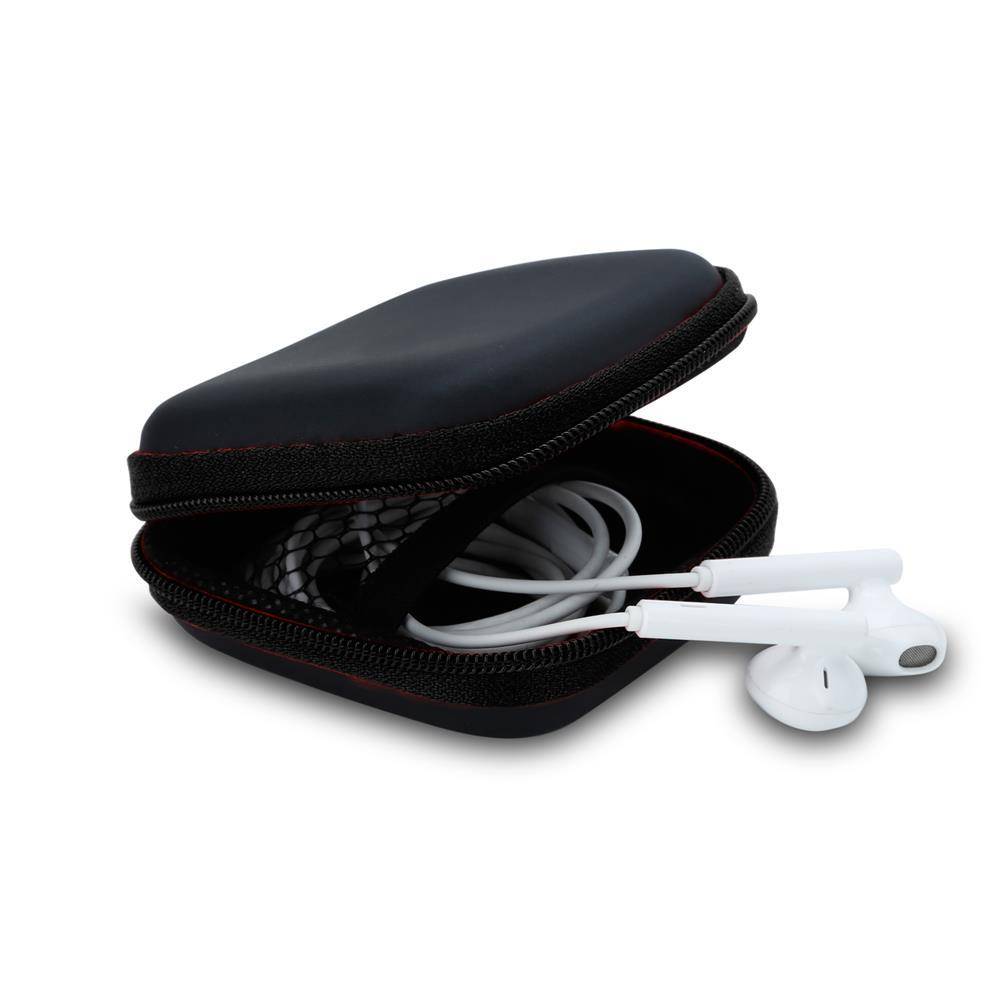 Cadorabo Kopfhörer Aufbewahrungsbox in SCHWARZ - Eckige Robuste Tasche aus formstabilem Stoff mit Netzfach und Reißverschluss
