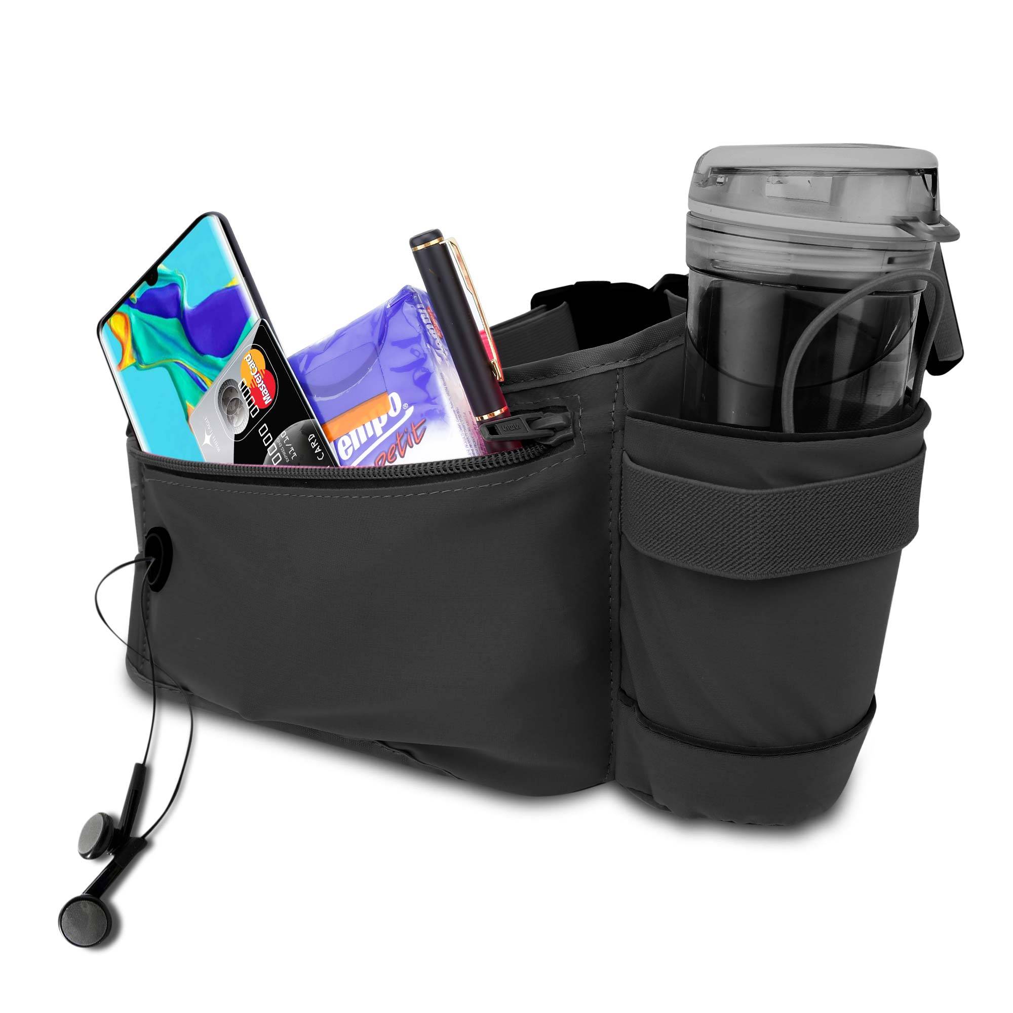 Cadorabo Bauchtasche für Handys in ARALIE SCHWARZ - Längenverstellbare Hüfttasche Gürteltasche Handytasche mit Reißverschluss