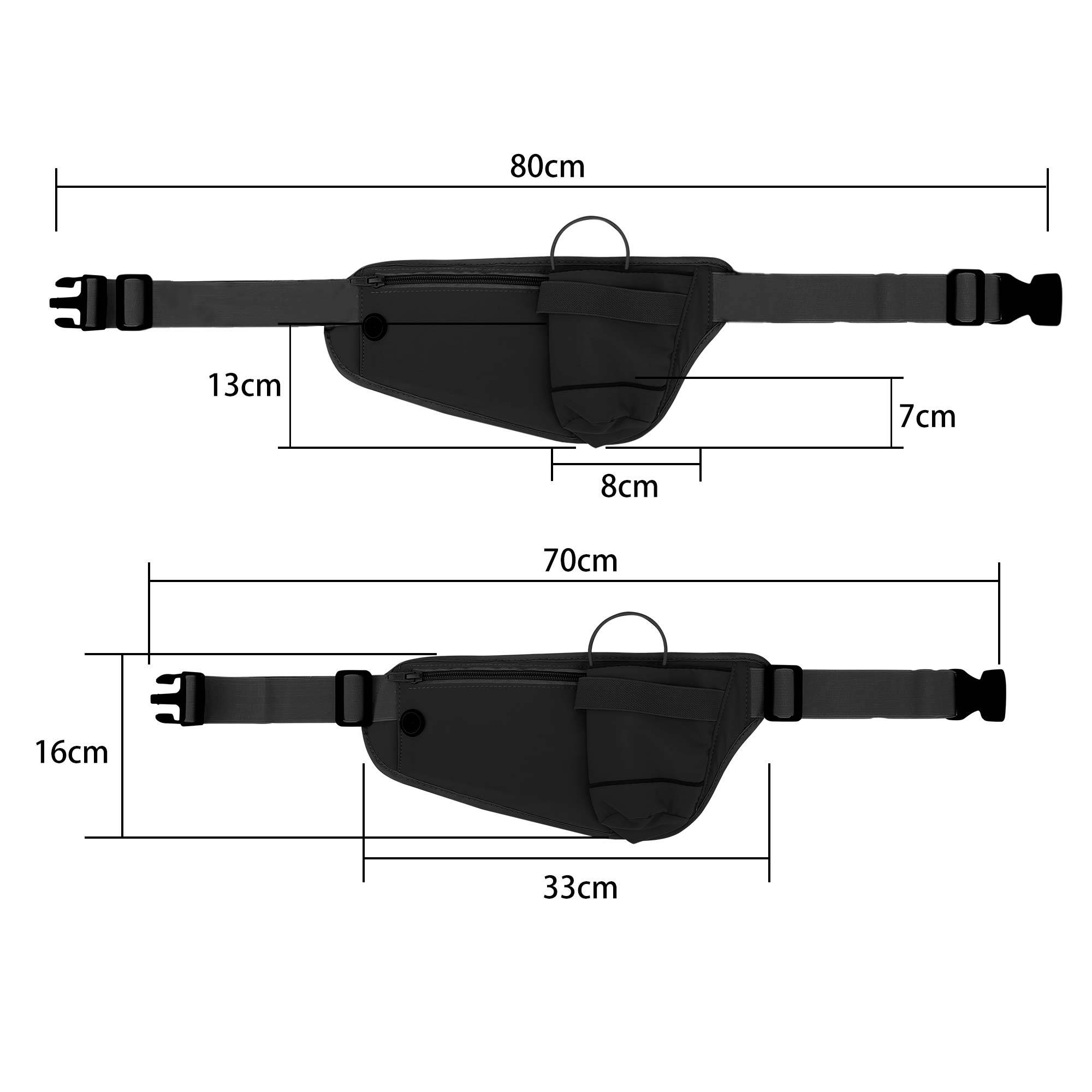 Cadorabo Bauchtasche für Handys in ARALIE SCHWARZ - Längenverstellbare Hüfttasche Gürteltasche Handytasche mit Reißverschluss