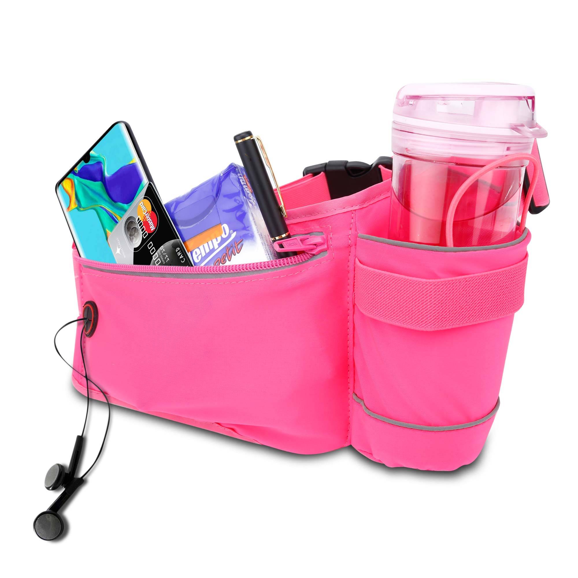 Cadorabo Bauchtasche für Handys in RIZINUS ROT - Längenverstellbare Hüfttasche Gürteltasche Handytasche mit Reißverschluss