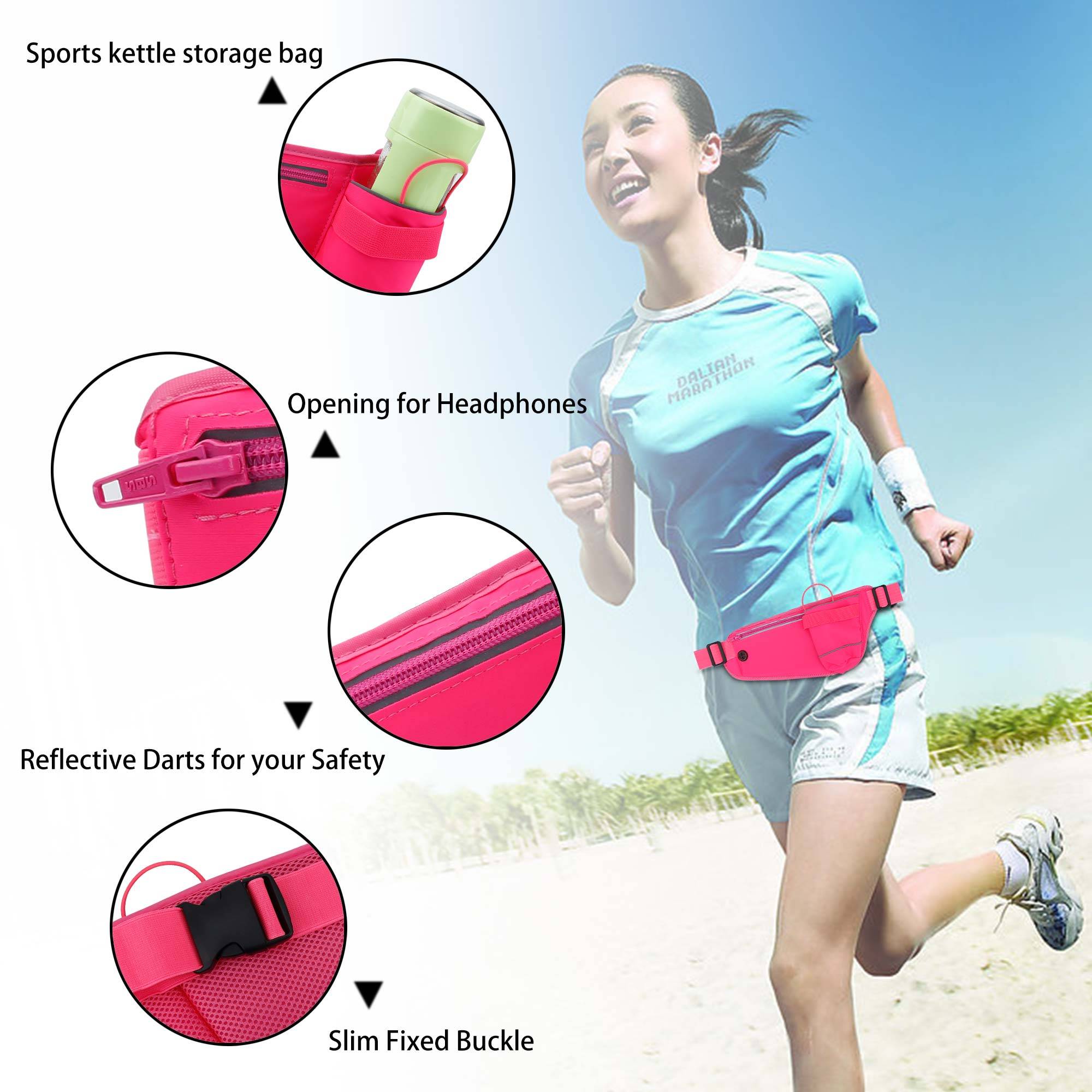 Cadorabo Bauchtasche für Handys in RIZINUS ROT - Längenverstellbare Hüfttasche Gürteltasche Handytasche mit Reißverschluss