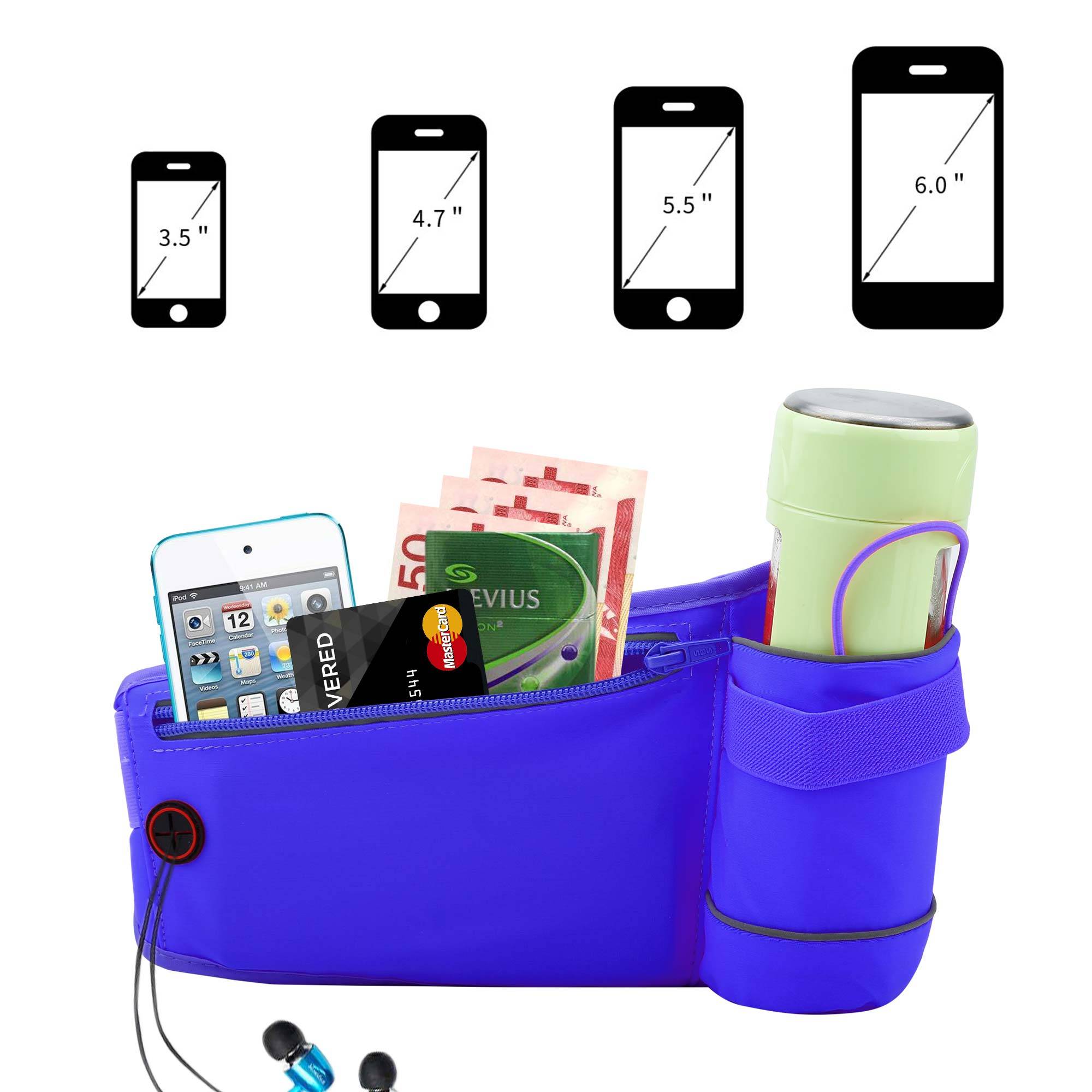 Cadorabo Bauchtasche für Handys in MAHONIE BLAU - Längenverstellbare Hüfttasche Gürteltasche Handytasche mit Reißverschluss