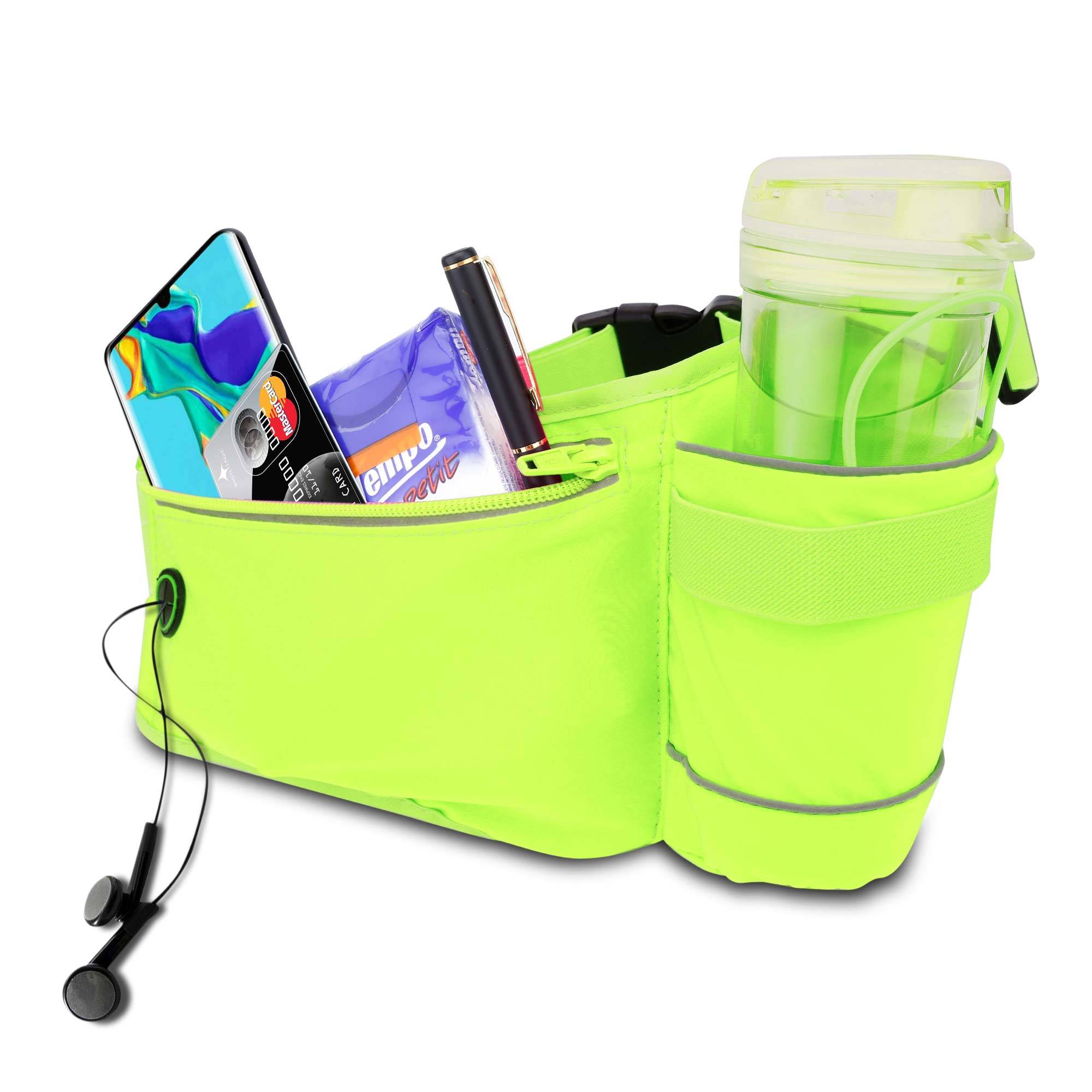 Cadorabo Bauchtasche für Handys in BAMBUS GRÜN - Längenverstellbare Hüfttasche Gürteltasche Handytasche mit Reißverschluss