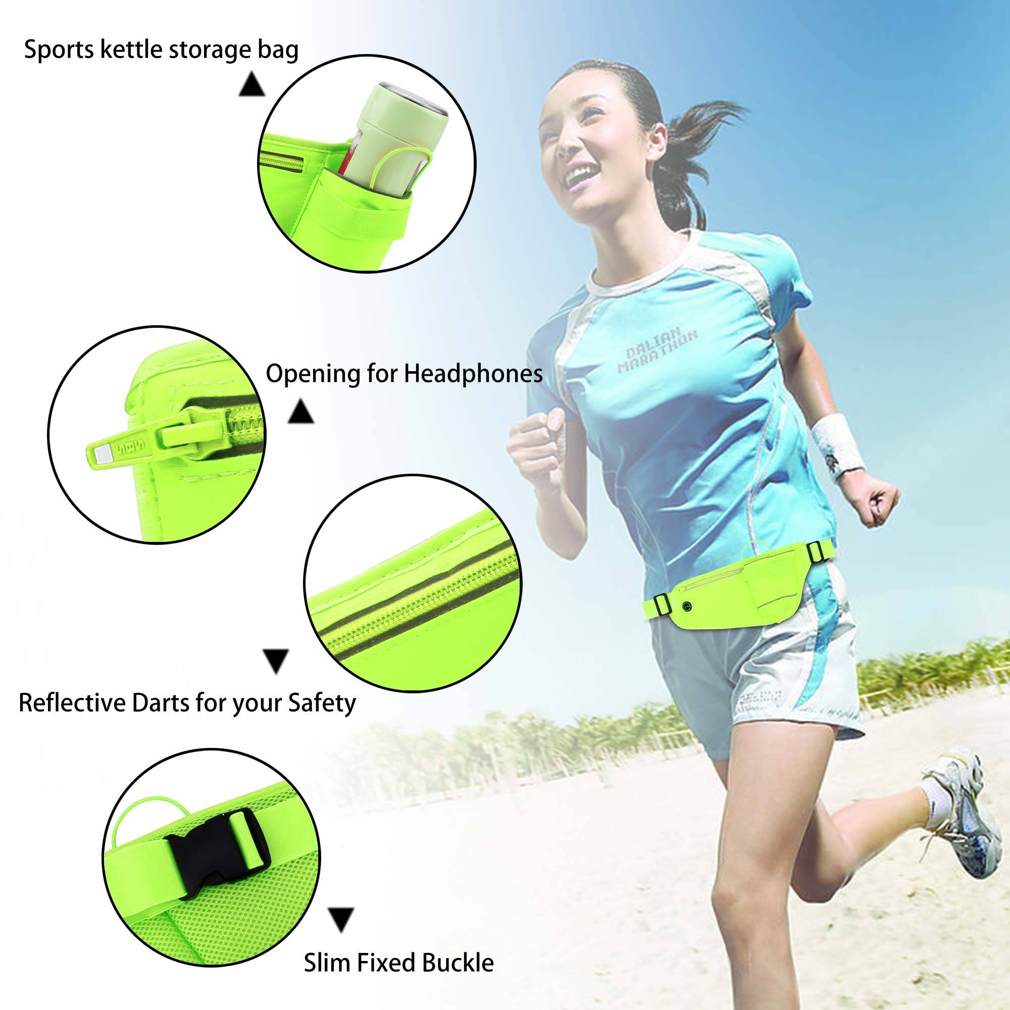 Cadorabo Bauchtasche für Handys in BAMBUS GRÜN - Längenverstellbare Hüfttasche Gürteltasche Handytasche mit Reißverschluss