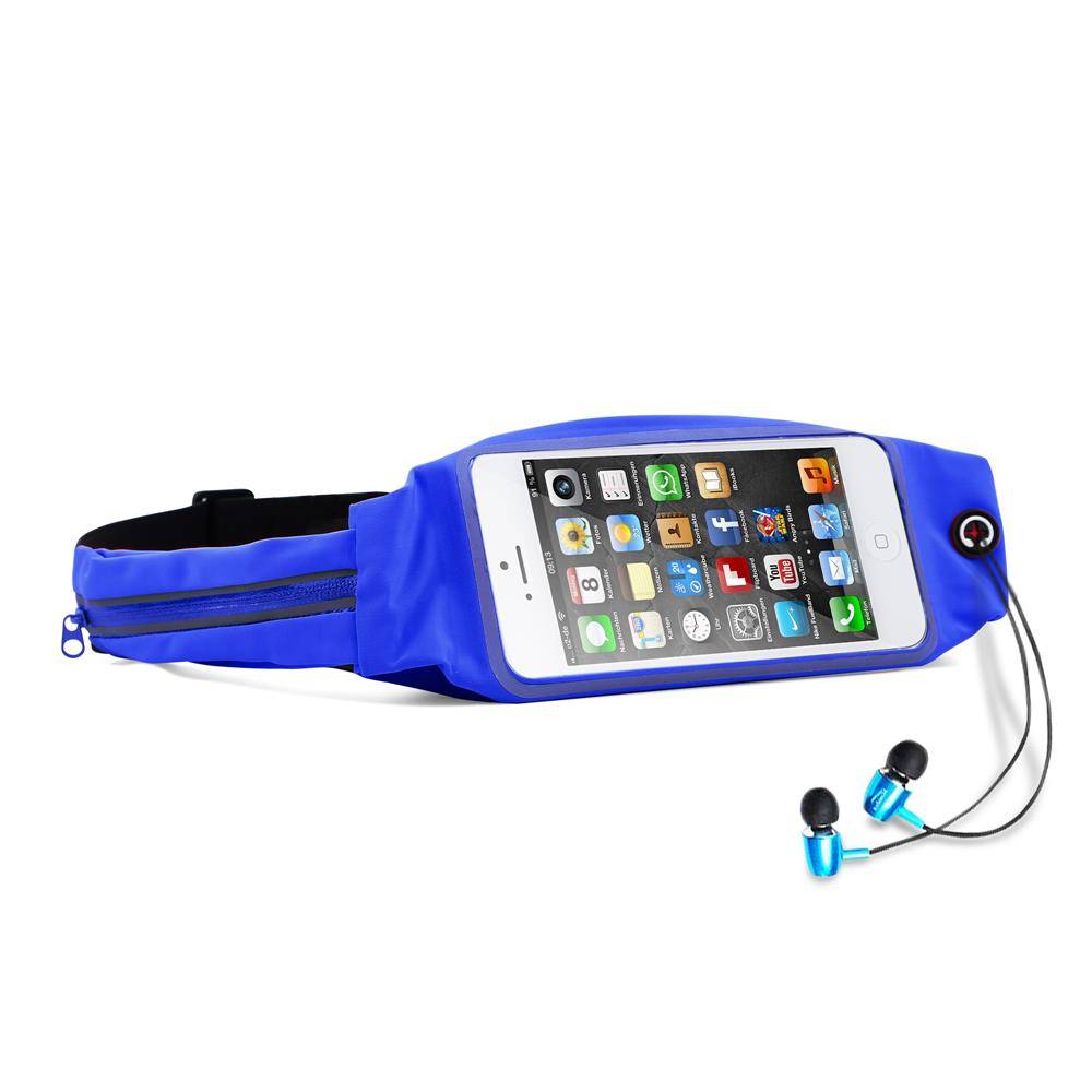 Cadorabo Sport Bauchtasche mit Flaschenfach und Fach für Handys in BONBON BLAU - Längenverstellbare Hüfttasche