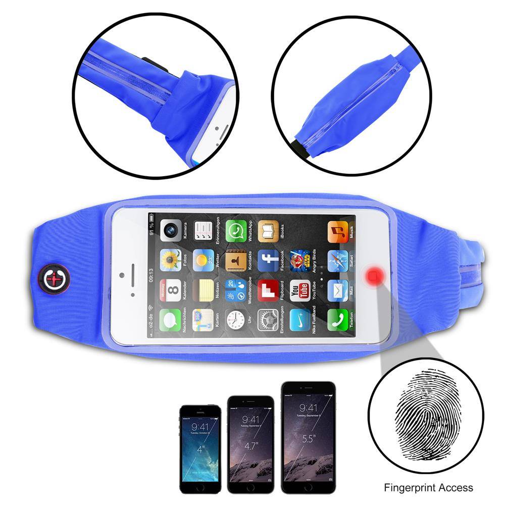 Cadorabo Sport Bauchtasche mit Flaschenfach und Fach für Handys in BONBON BLAU - Längenverstellbare Hüfttasche