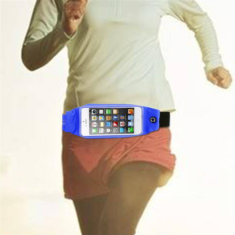 Cadorabo Sport Bauchtasche mit Flaschenfach und Fach für Handys in BONBON BLAU - Längenverstellbare Hüfttasche