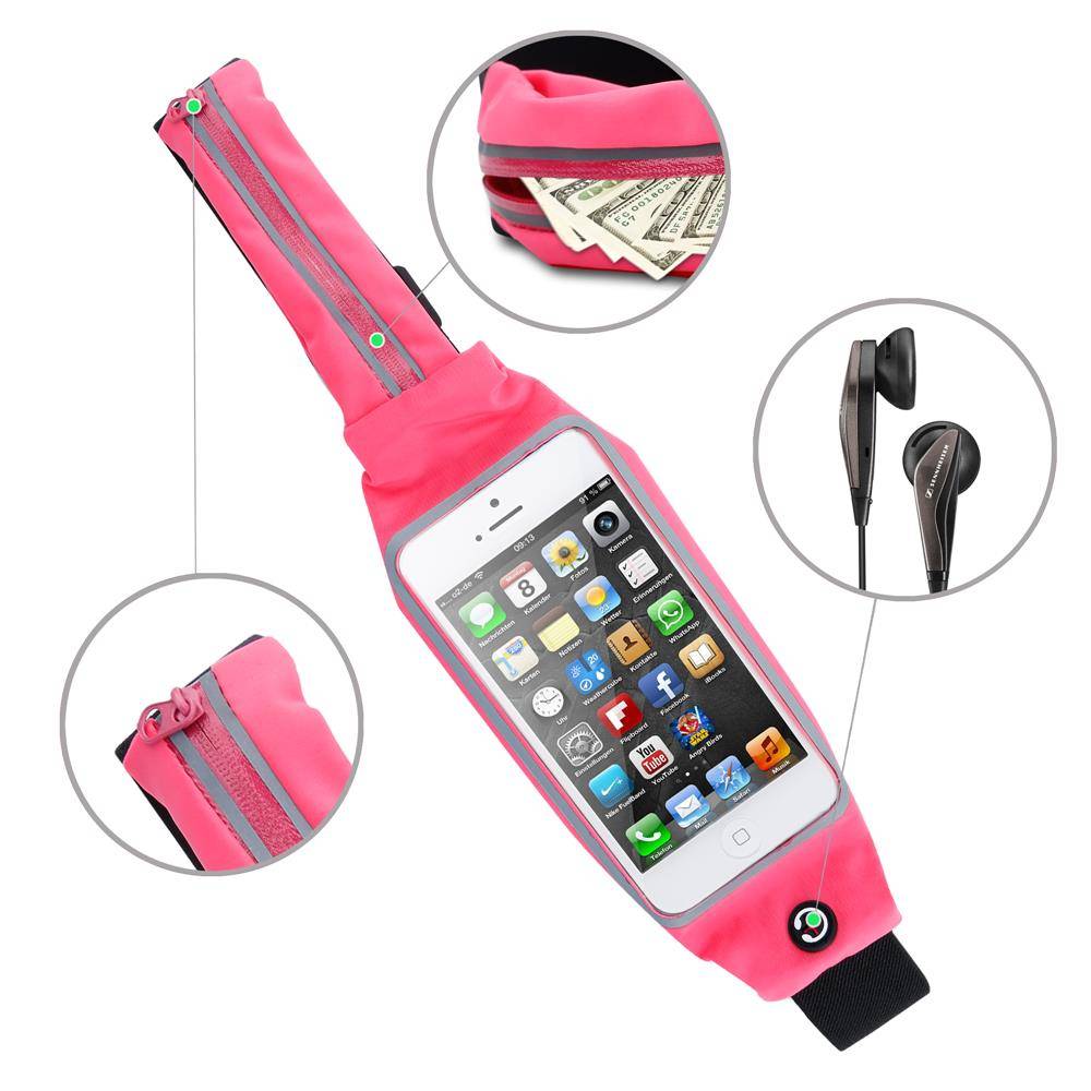 Cadorabo Sport Bauchtasche mit Flaschenfach und Fach für Handys in PITAYA PINK - Längenverstellbare Hüfttasche