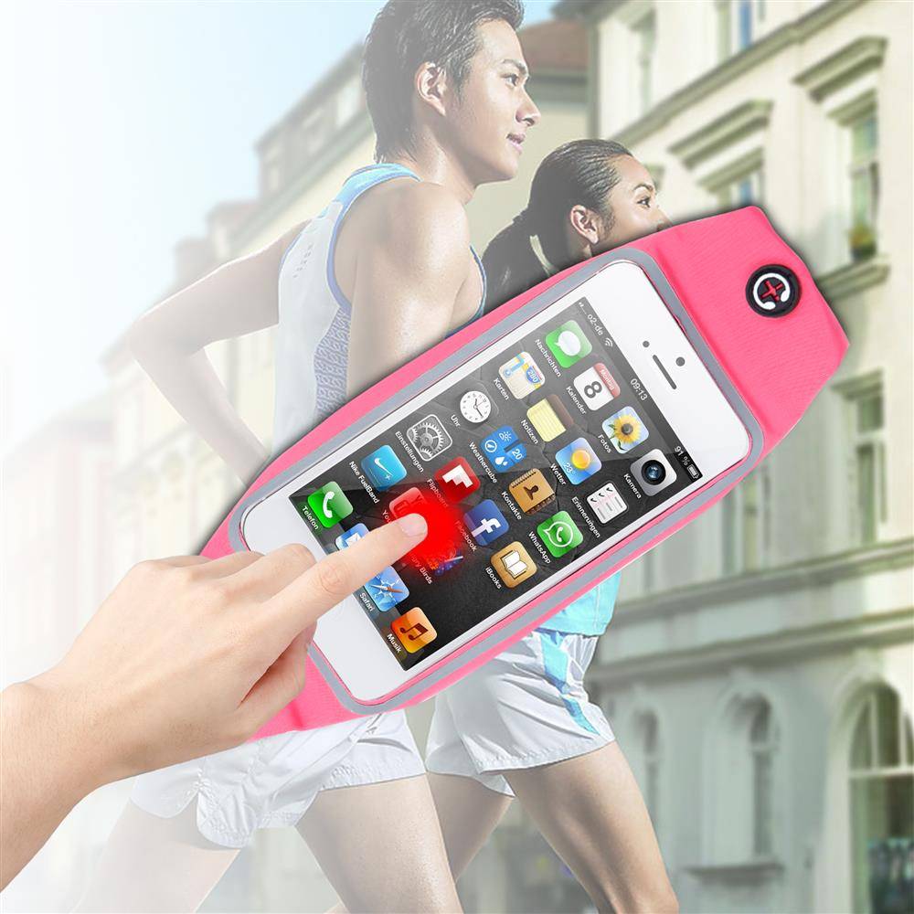 Cadorabo Sport Bauchtasche mit Flaschenfach und Fach für Handys in PITAYA PINK - Längenverstellbare Hüfttasche