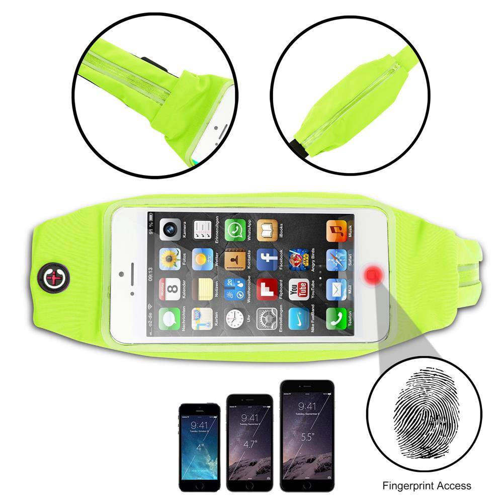 Cadorabo Sport Bauchtasche mit Flaschenfach und Fach für Handys in NEON GELB - Längenverstellbare Hüfttasche