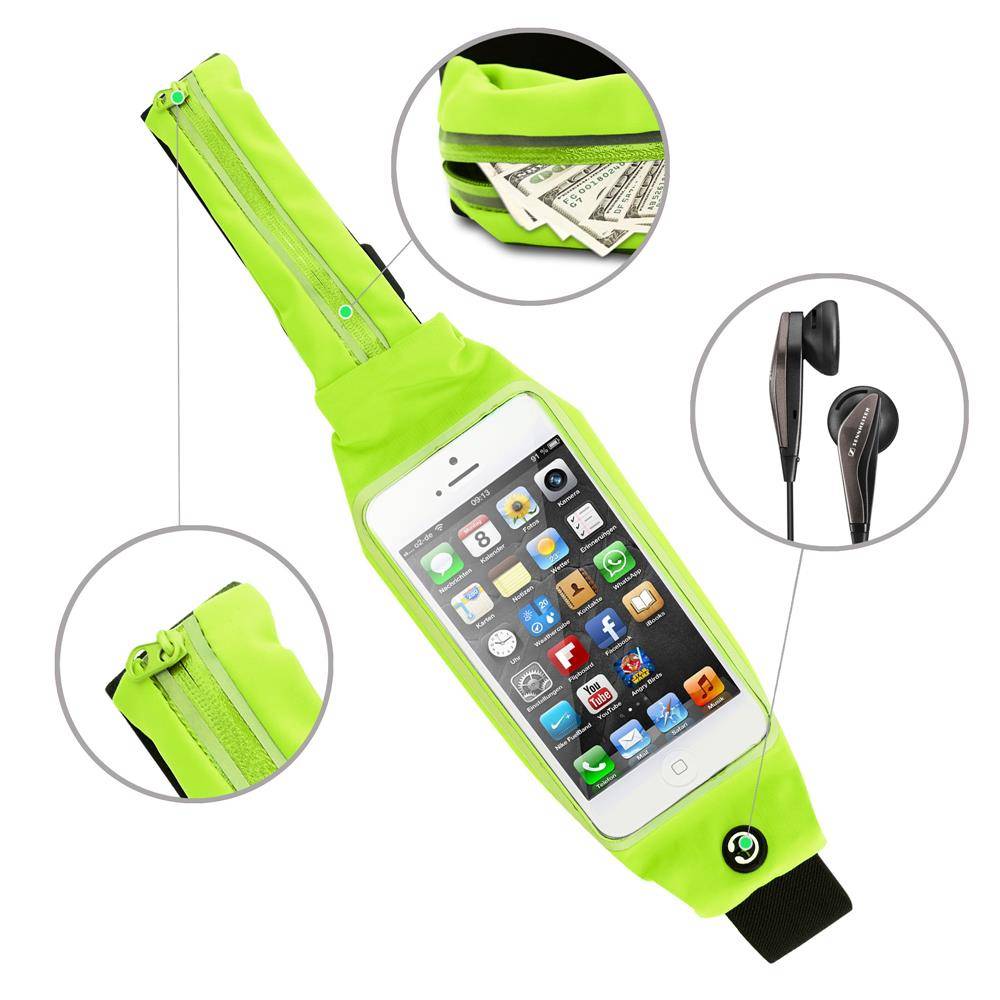 Cadorabo Sport Bauchtasche mit Flaschenfach und Fach für Handys in NEON GELB - Längenverstellbare Hüfttasche