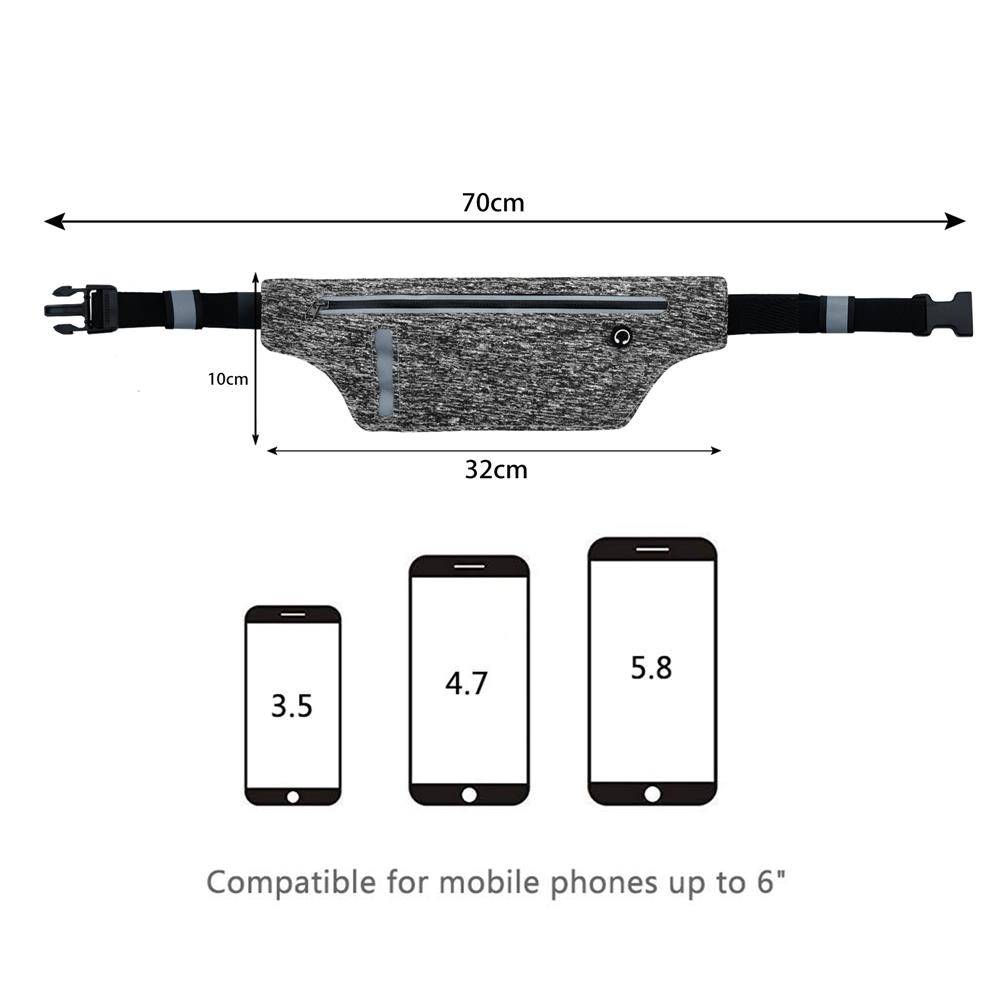 Cadorabo Sport Bauchtasche mit Flaschenfach und Fach für Handys in DISTEL GRAU - Längenverstellbare Hüfttasche
