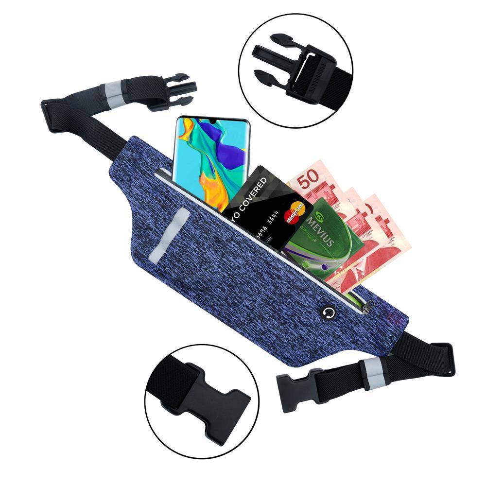 Cadorabo Sport Bauchtasche für Handys von 4.7 - 6.0 Zoll in BLAU - Längenverstellbare Touch Smartphone Hüfttasche