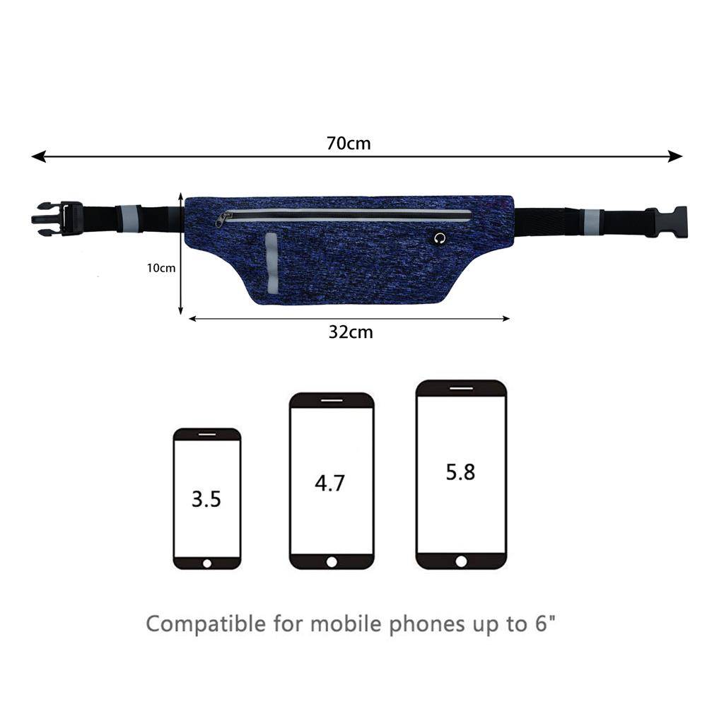 Cadorabo Sport Bauchtasche für Handys von 4.7 - 6.0 Zoll in BLAU - Längenverstellbare Touch Smartphone Hüfttasche