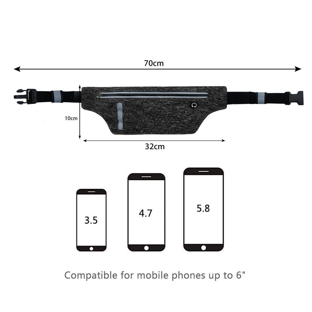 Cadorabo Sport Bauchtasche für Handys von 4.7 - 6.0 Zoll in SCHWARZ - Längenverstellbare Touch Smartphone Hüfttasche