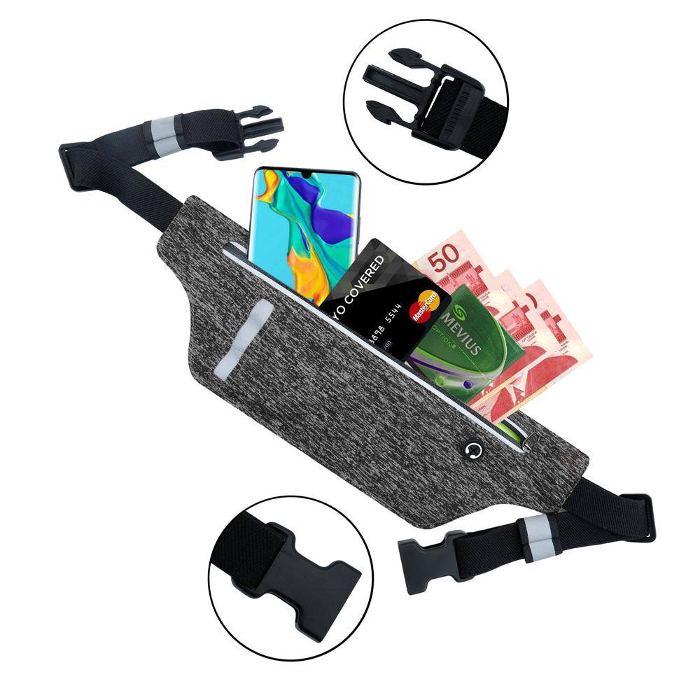 Cadorabo Sport Bauchtasche für Handys von 4.7 - 6.0 Zoll in SCHWARZ - Längenverstellbare Touch Smartphone Hüfttasche