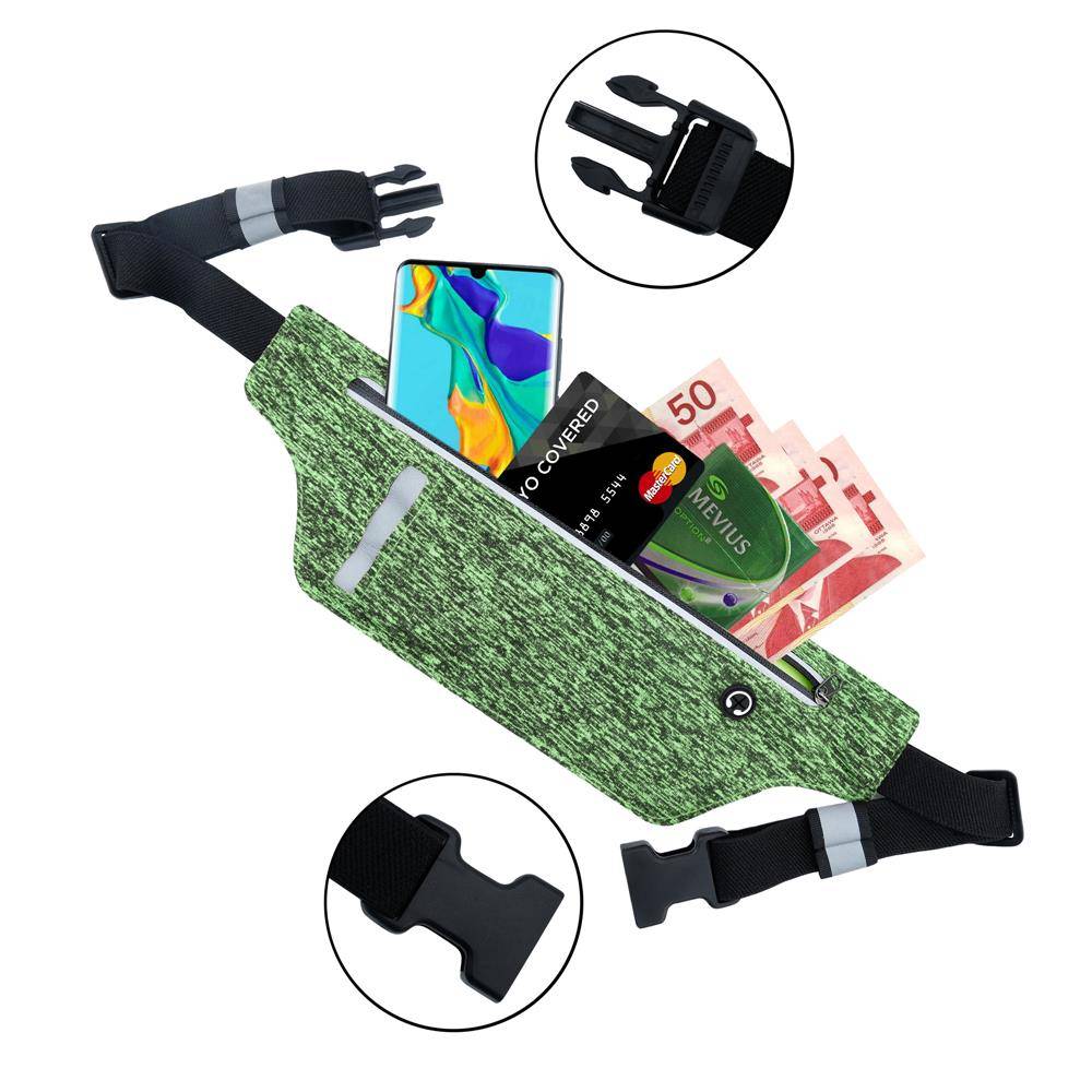 Cadorabo Sport Bauchtasche für Handys von 4.7 - 6.0 Zoll in GRÜN - Längenverstellbare Touch Smartphone Hüfttasche