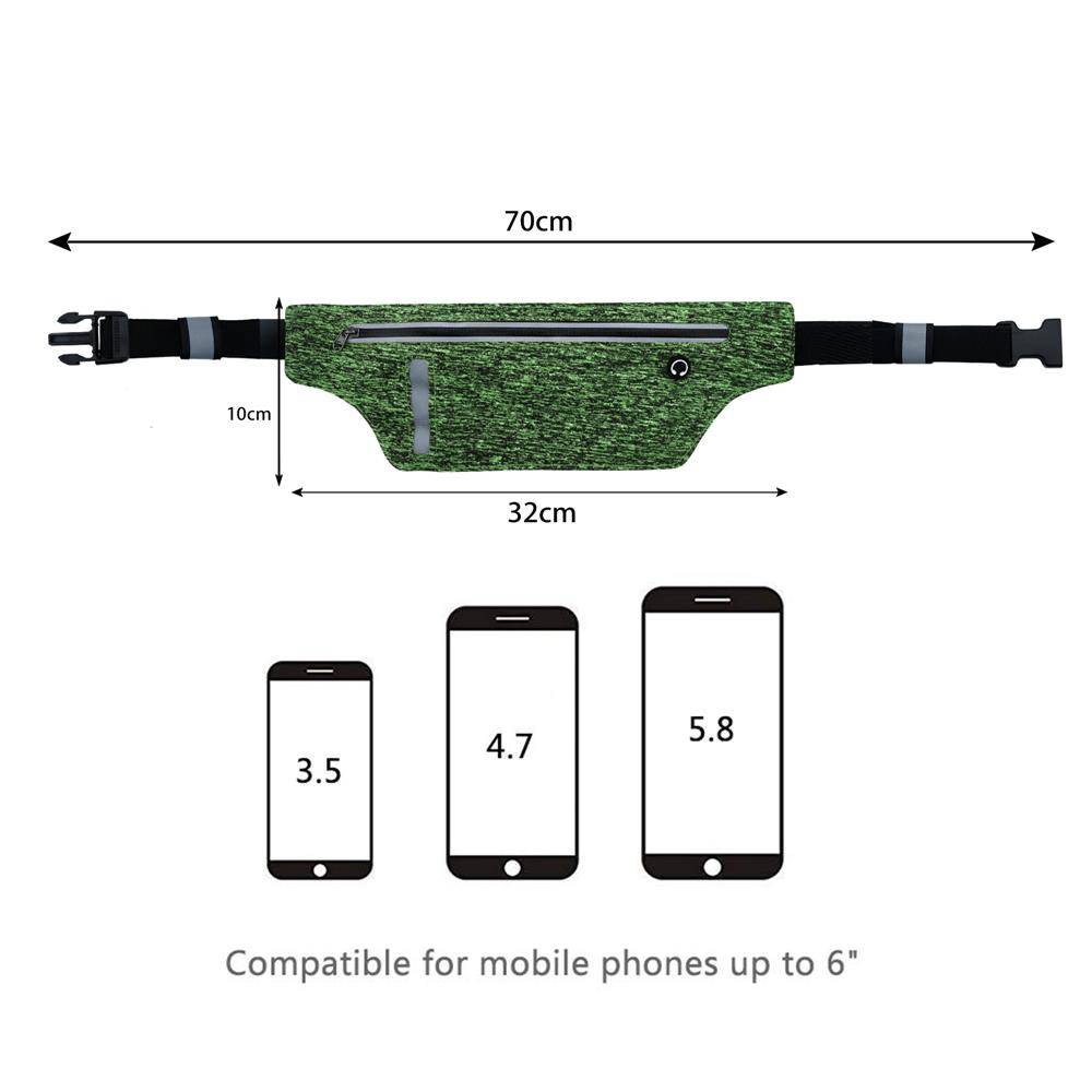Cadorabo Sport Bauchtasche für Handys von 4.7 - 6.0 Zoll in GRÜN - Längenverstellbare Touch Smartphone Hüfttasche