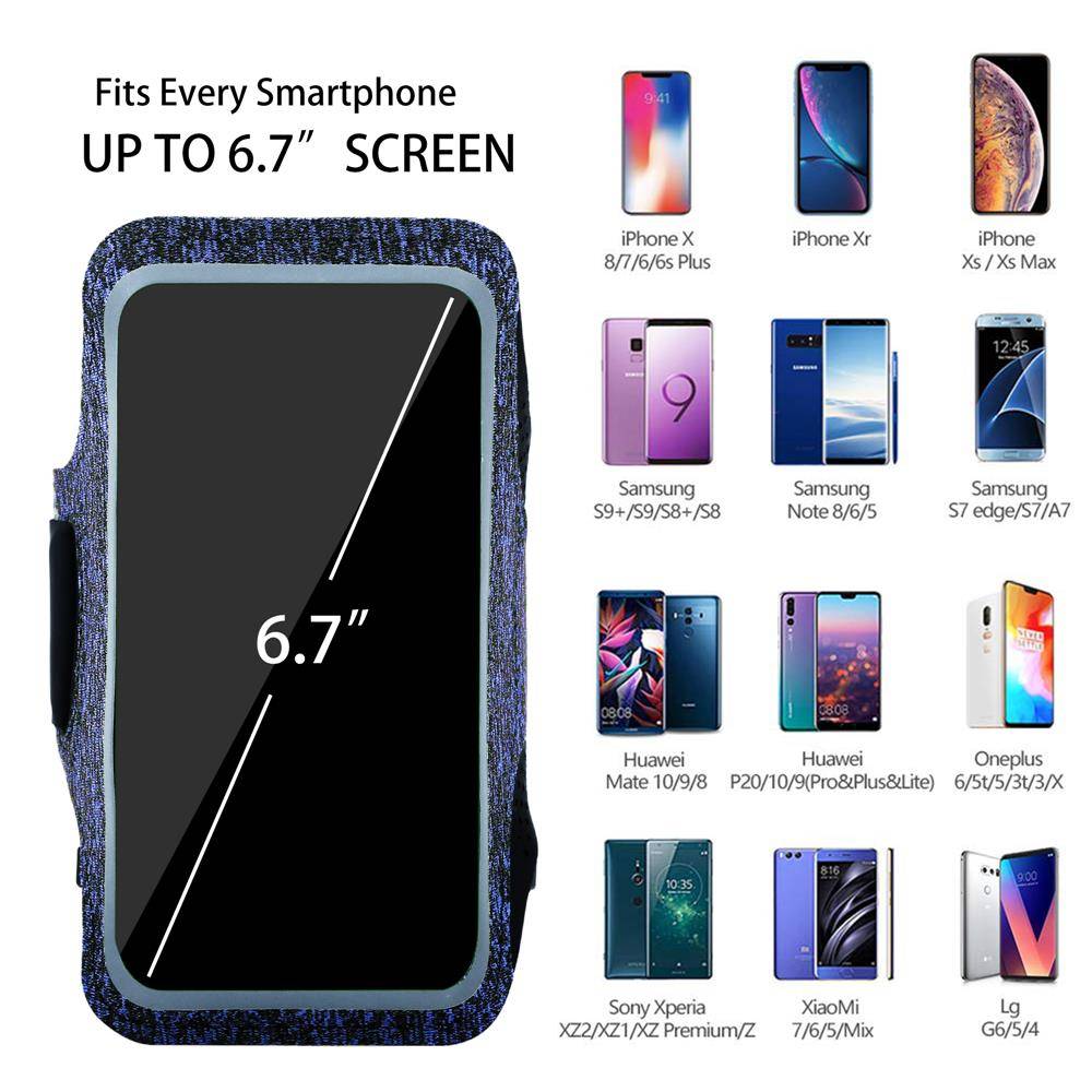 Cadorabo Sport Armtasche für Handys von 4.7 - 6.0 Zoll in BLAU - Sport Armband für Smartphones Handytasche mit Klettverschluss
