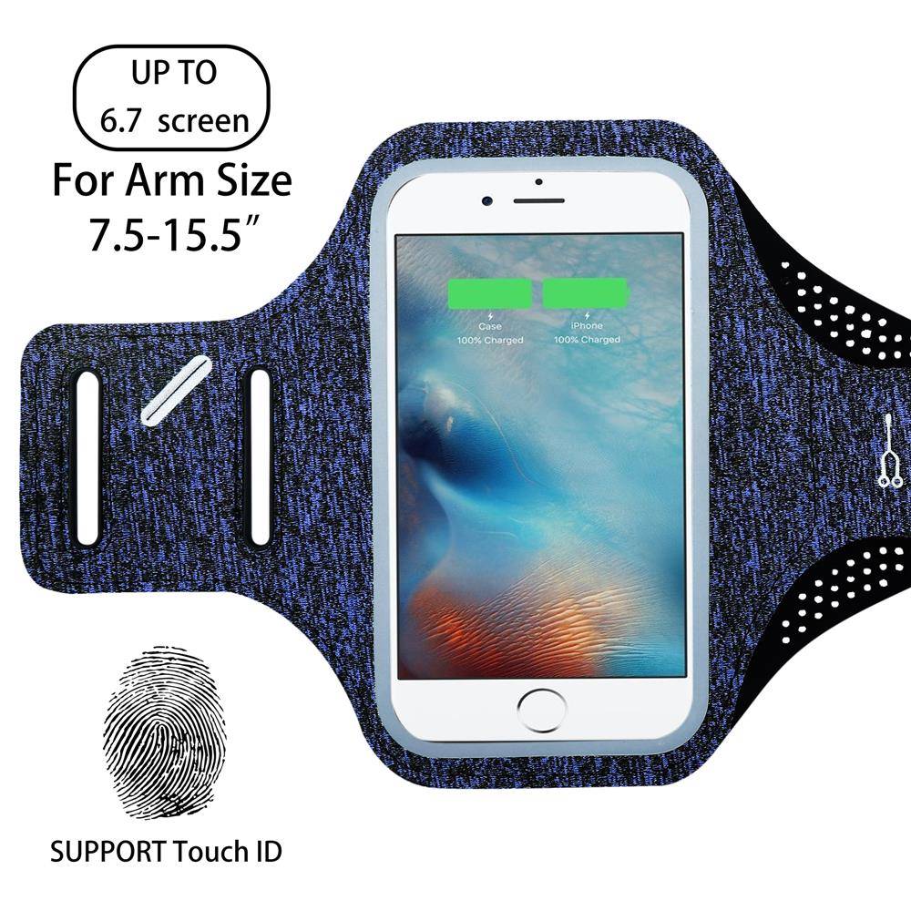 Cadorabo Sport Armtasche für Handys von 4.7 - 6.0 Zoll in BLAU - Sport Armband für Smartphones Handytasche mit Klettverschluss