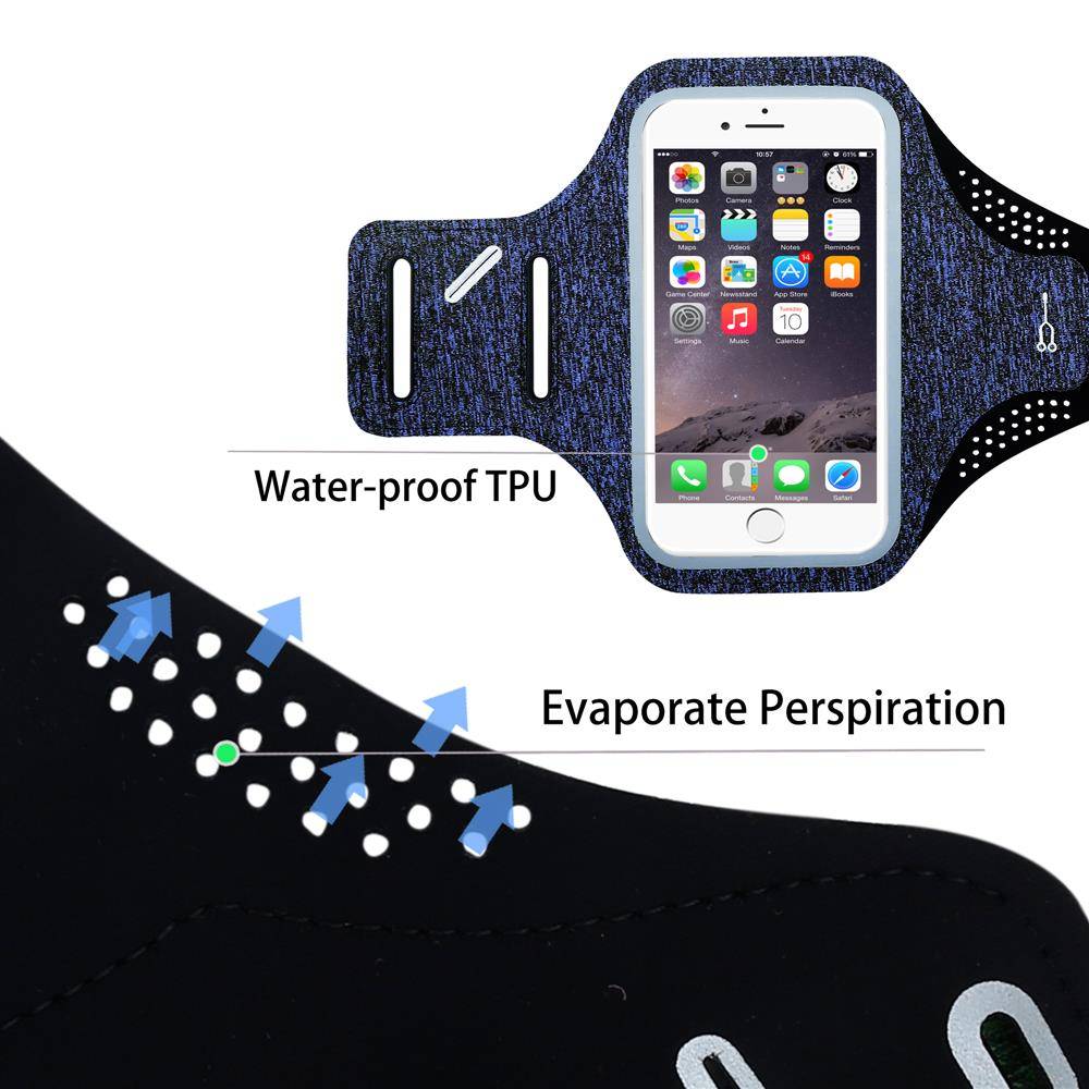 Cadorabo Sport Armtasche für Handys von 4.7 - 6.0 Zoll in BLAU - Sport Armband für Smartphones Handytasche mit Klettverschluss