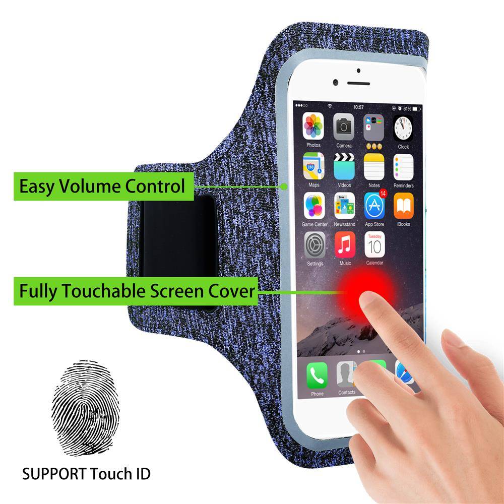 Cadorabo Sport Armtasche für Handys von 4.7 - 6.0 Zoll in BLAU - Sport Armband für Smartphones Handytasche mit Klettverschluss