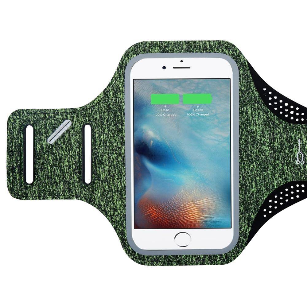 Cadorabo Sport Armtasche für Handys von 4.7 - 6.0 Zoll in GRÜN - Sport Armband für Smartphones Handytasche mit Klettverschluss