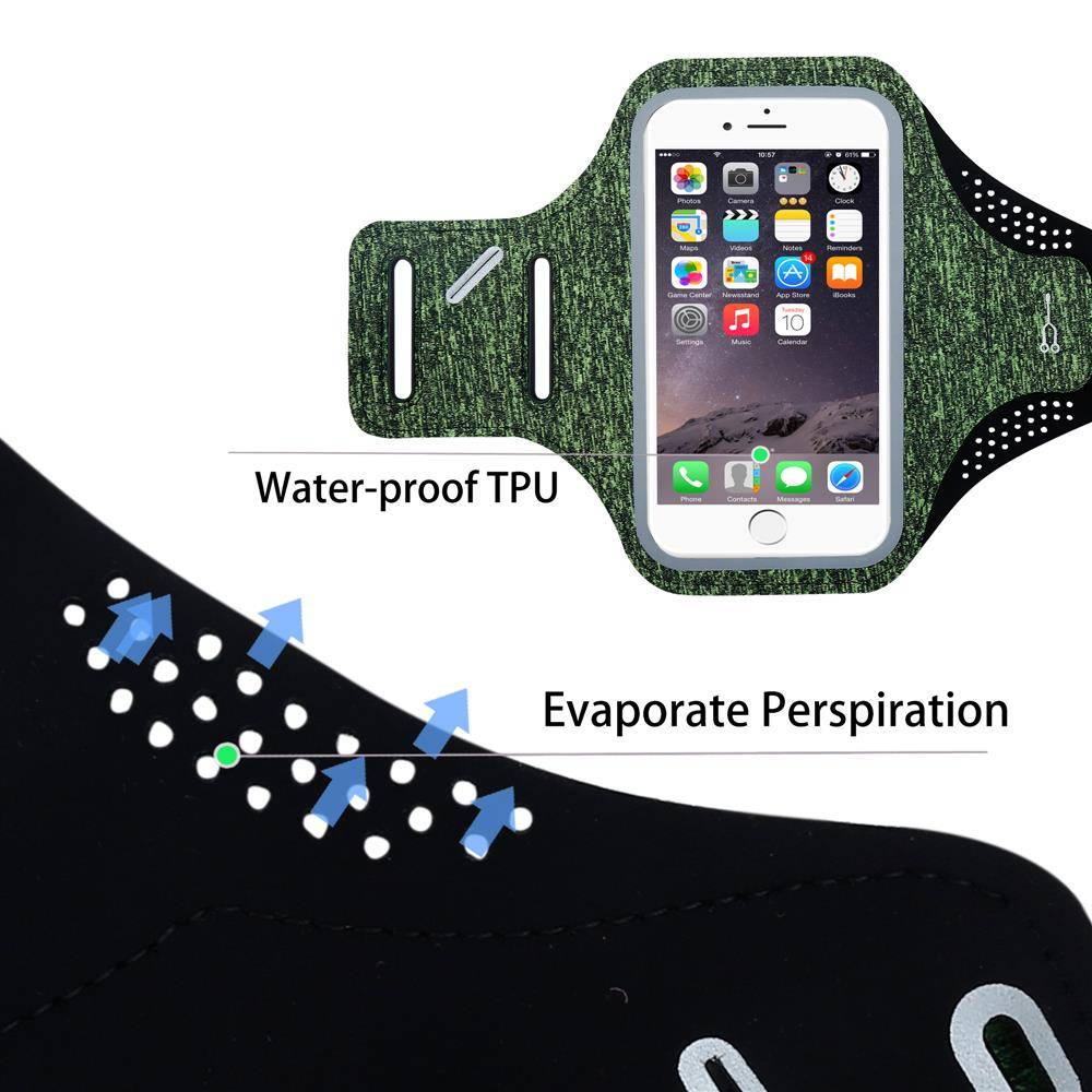 Cadorabo Sport Armtasche für Handys von 4.7 - 6.0 Zoll in GRÜN - Sport Armband für Smartphones Handytasche mit Klettverschluss