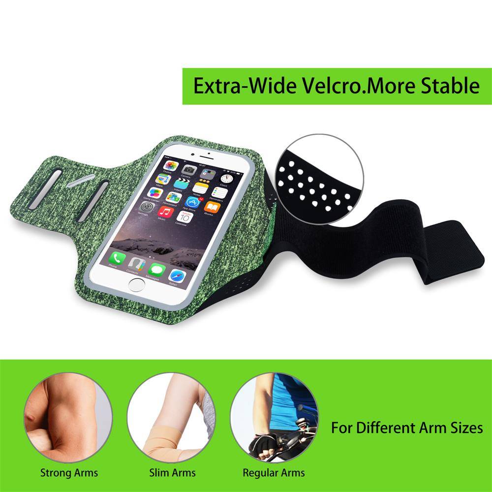 Cadorabo Sport Armtasche für Handys von 4.7 - 6.0 Zoll in GRÜN - Sport Armband für Smartphones Handytasche mit Klettverschluss
