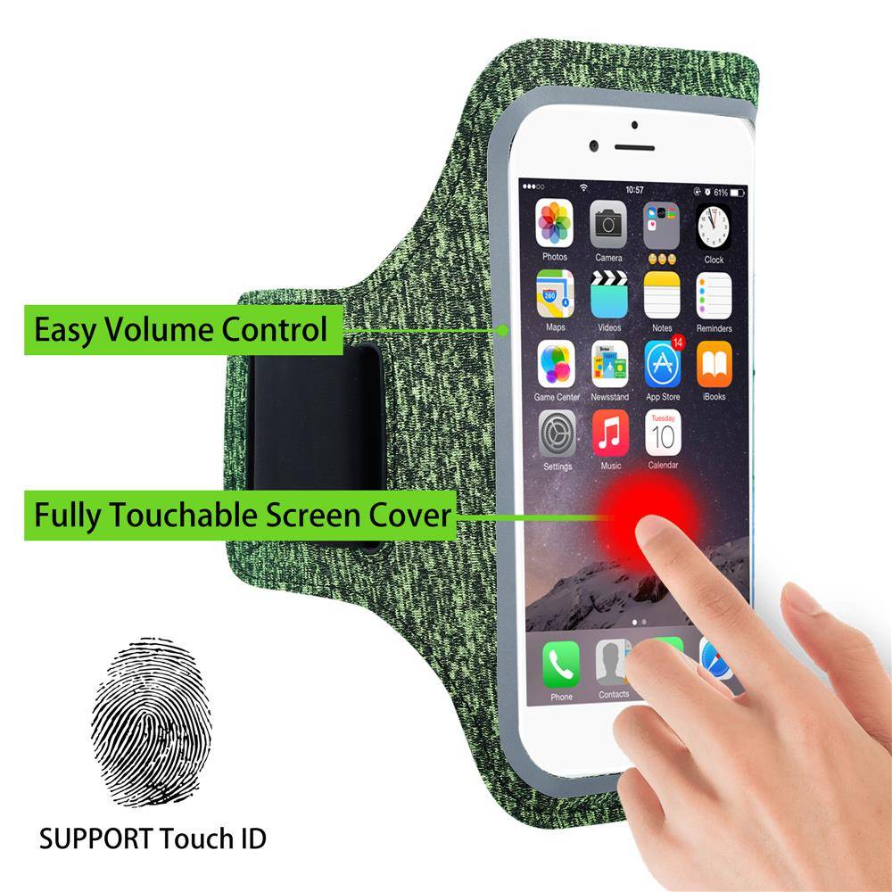 Cadorabo Sport Armtasche für Handys von 4.7 - 6.0 Zoll in GRÜN - Sport Armband für Smartphones Handytasche mit Klettverschluss