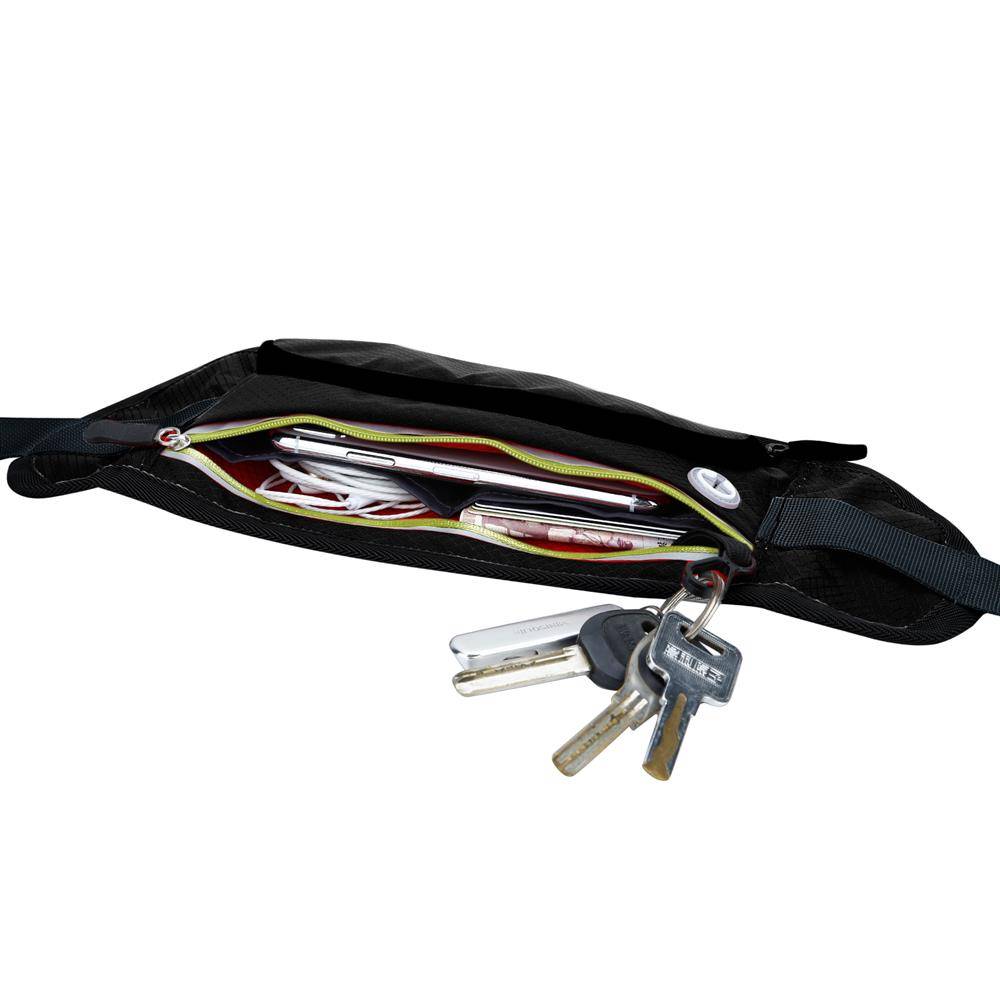 Cadorabo Sport Trinkflaschen Bauchtasche mit Reflektor in SCHWARZ GRÜN - Längenverstellbare Wasserdichte Reflektierende Hüfttasche