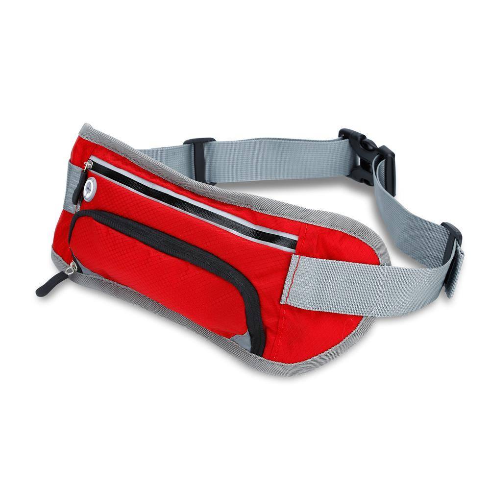 Cadorabo Sport Trinkflaschen Bauchtasche mit Reflektor in PETUNIE ROT - Längenverstellbare Wasserdichte Reflektierende Hüfttasche