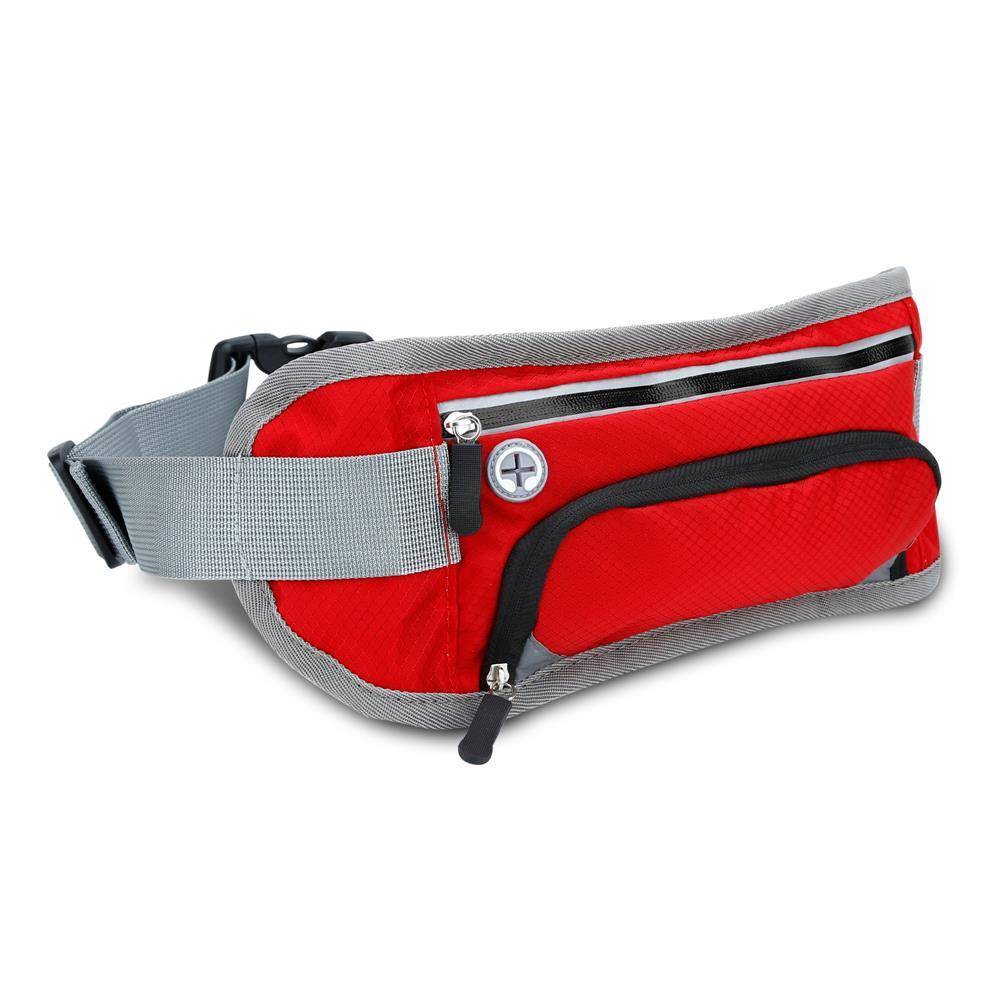 Cadorabo Sport Trinkflaschen Bauchtasche mit Reflektor in PETUNIE ROT - Längenverstellbare Wasserdichte Reflektierende Hüfttasche