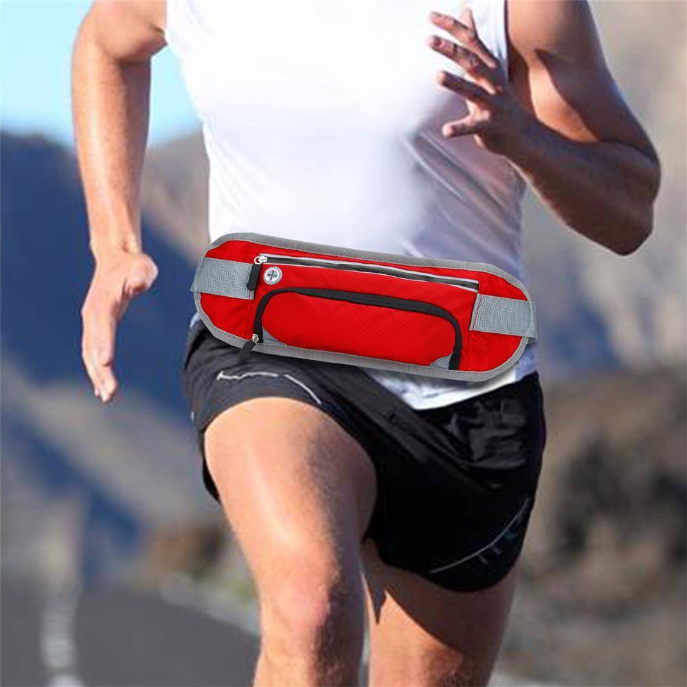 Cadorabo Sport Trinkflaschen Bauchtasche mit Reflektor in PETUNIE ROT - Längenverstellbare Wasserdichte Reflektierende Hüfttasche