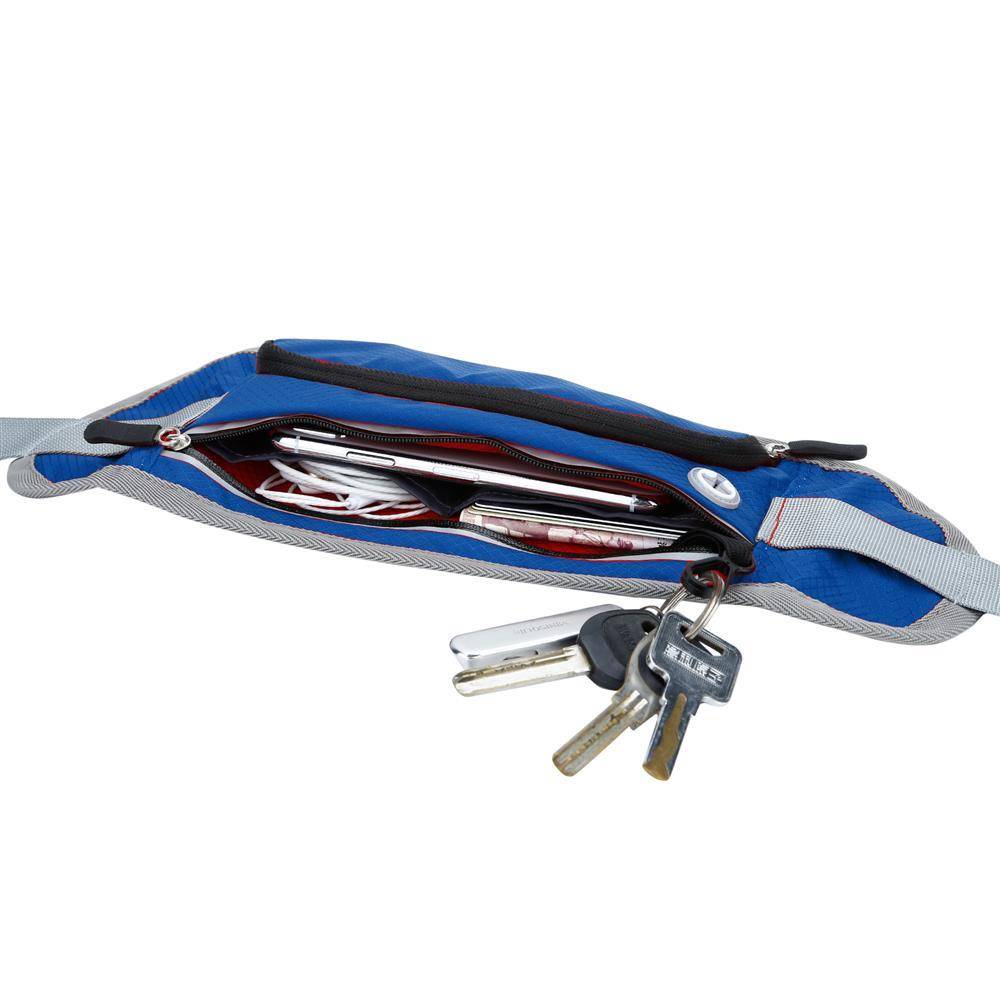 Cadorabo Sport Trinkflaschen Bauchtasche mit Reflektor in KROKUS BLAU - Längenverstellbare Wasserdichte Reflektierende Hüfttasche