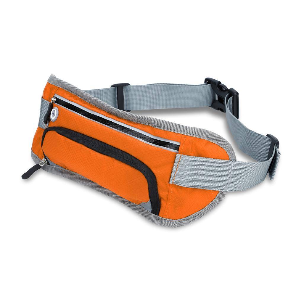 Cadorabo Sport Trinkflaschen Bauchtasche mit Reflektor in HONIG ORANGE - Längenverstellbare Wasserdichte Reflektierende Hüfttasche